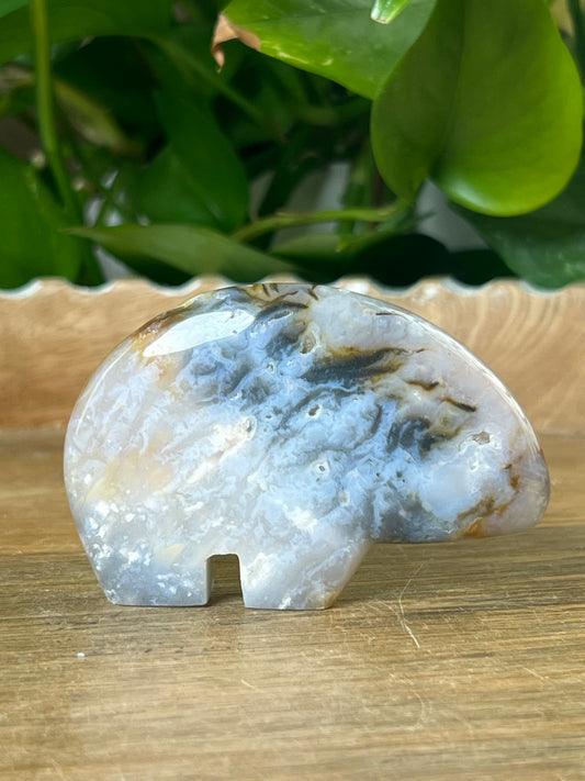 Rainbow Plume Agate Bear