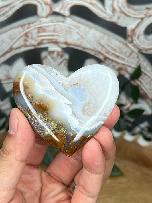 Scenic Moss Agate Heart