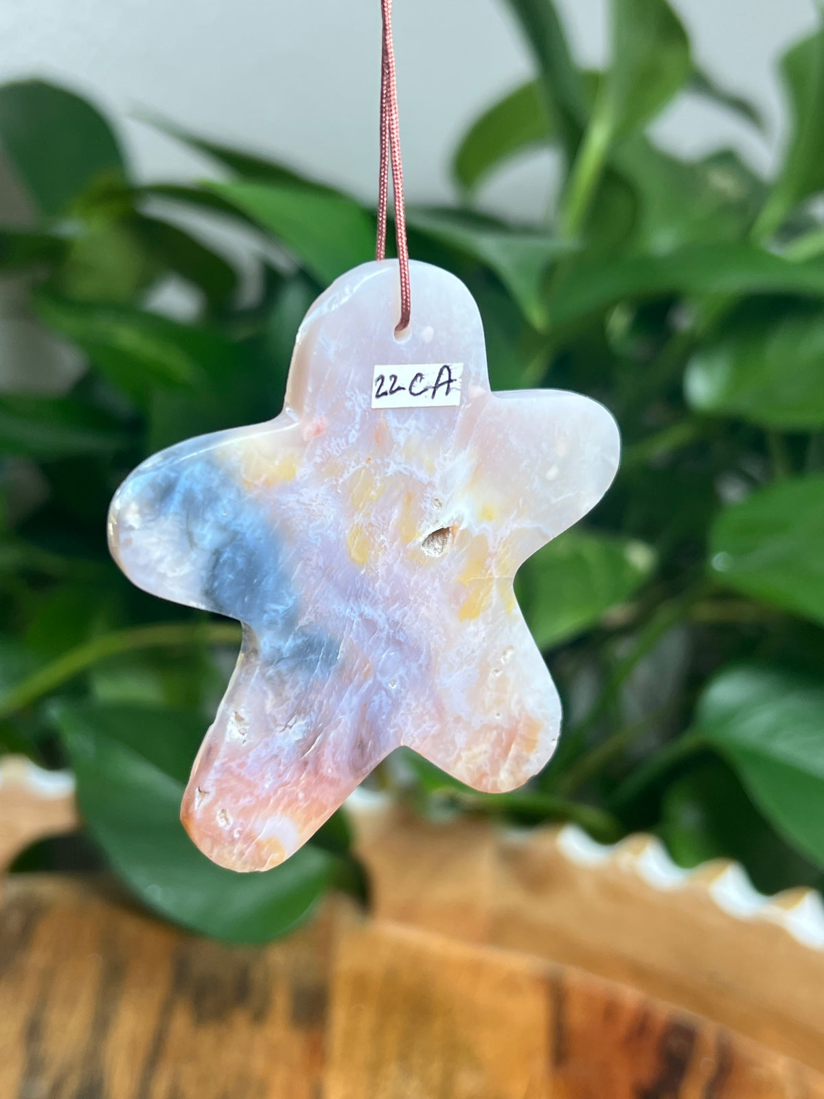 Rainbow Plume Agate Ornament Gingerbread: CA