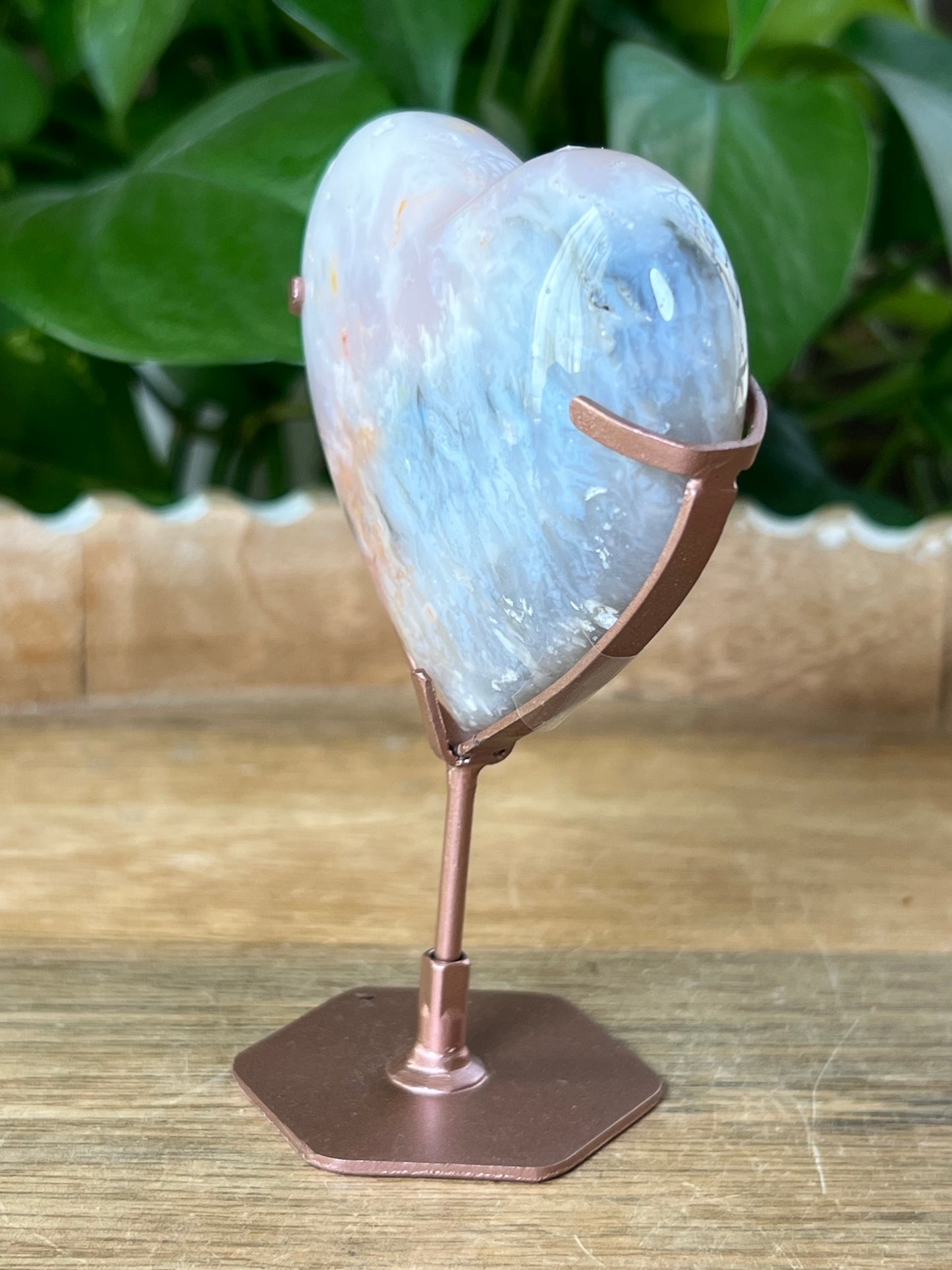 Rainbow Plume Agate Heart