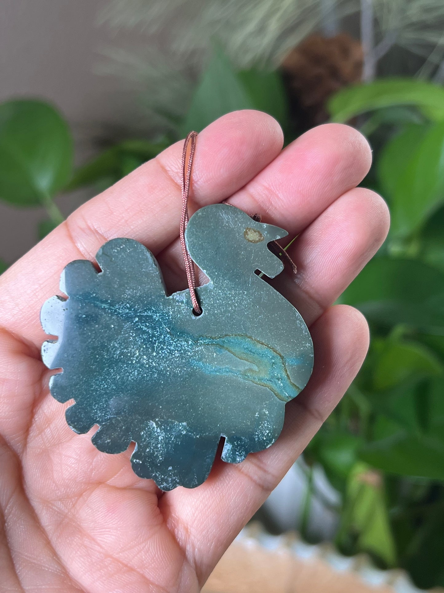 Blue Green Jasper Turkey Ornament