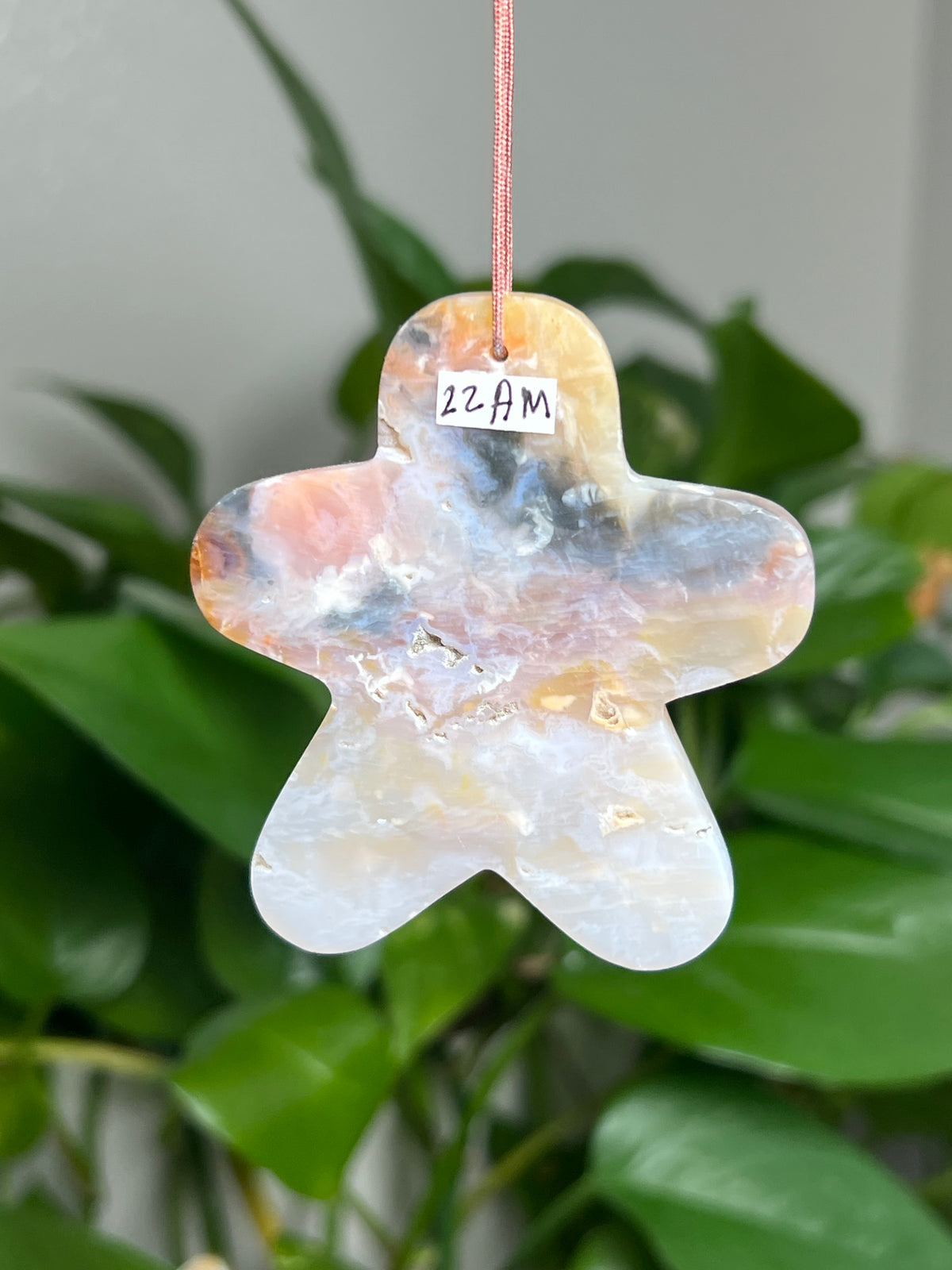 Rainbow Plume Agate Ornament Gingerbread: AM