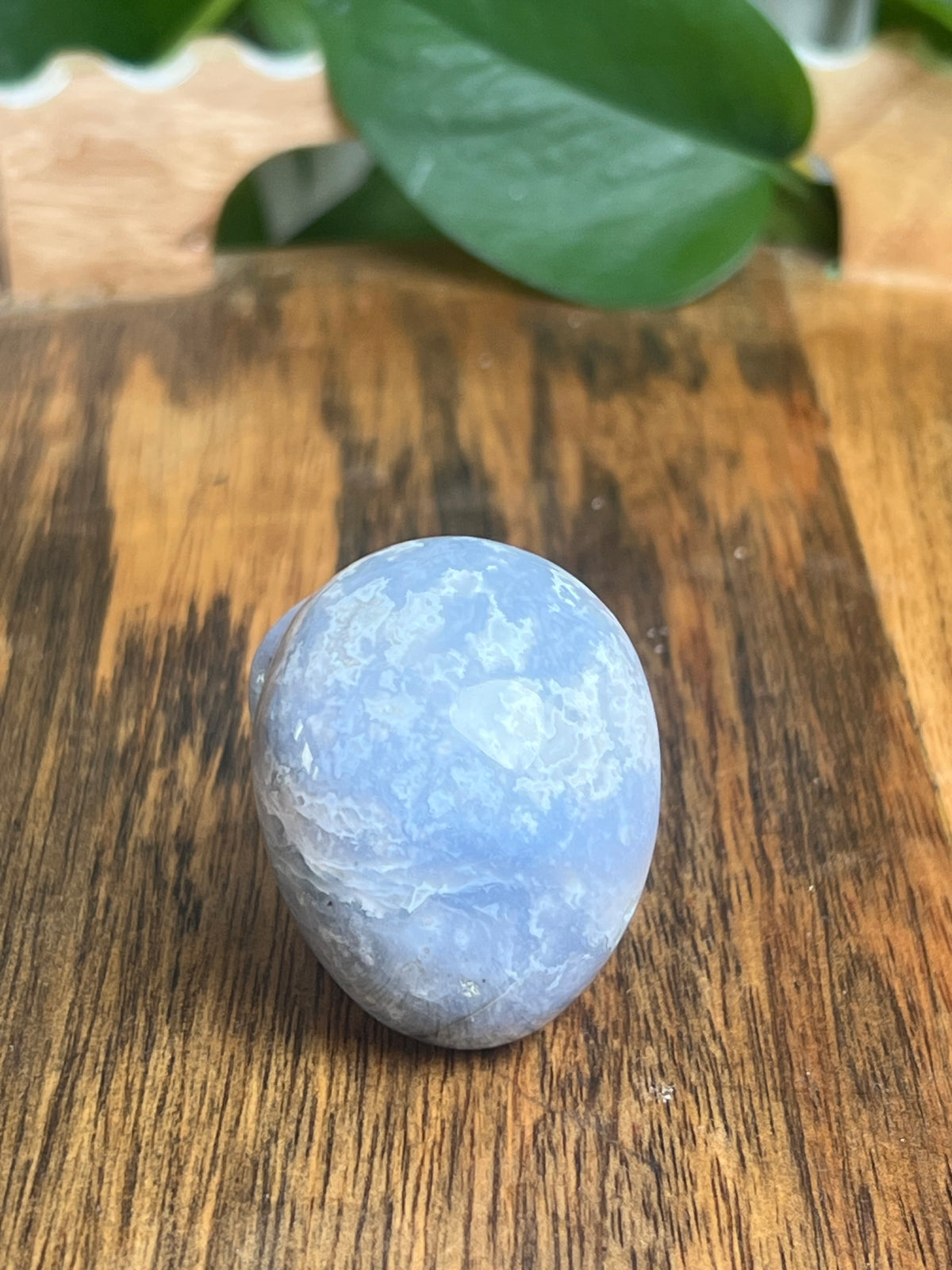 Blue Plume Agate Skull: BA