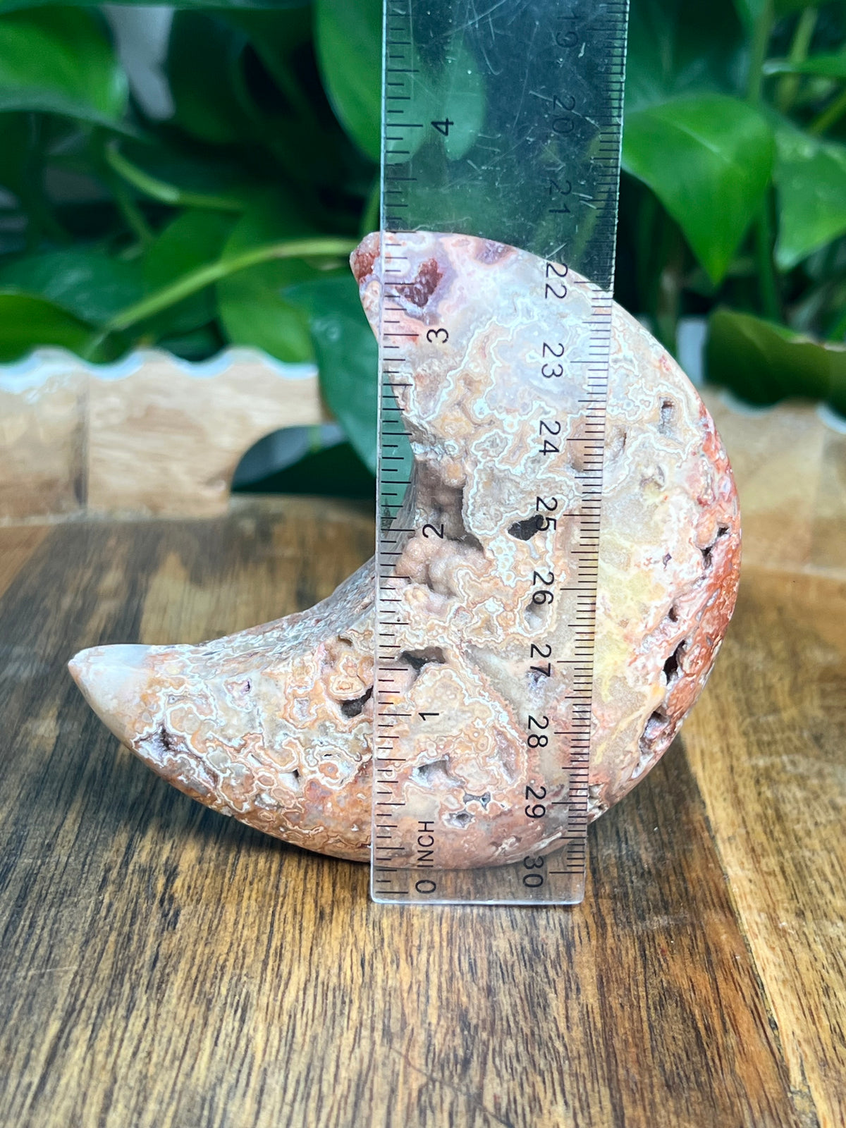 Crazy Lace Agate Self Standing Moon: MA