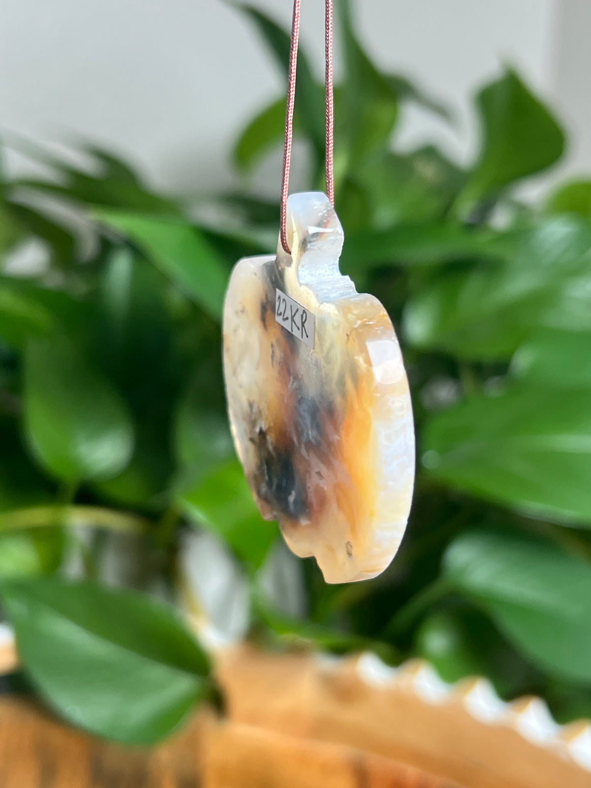 Rainbow Plume Agate Ornament Pumpkin: KR