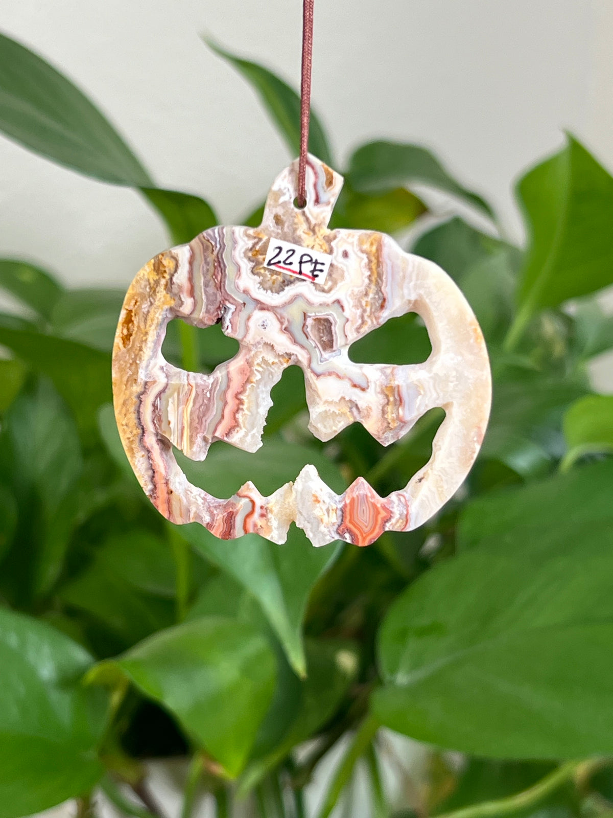 Crazy Lace Agate Jack-O-Lantern Ornaments