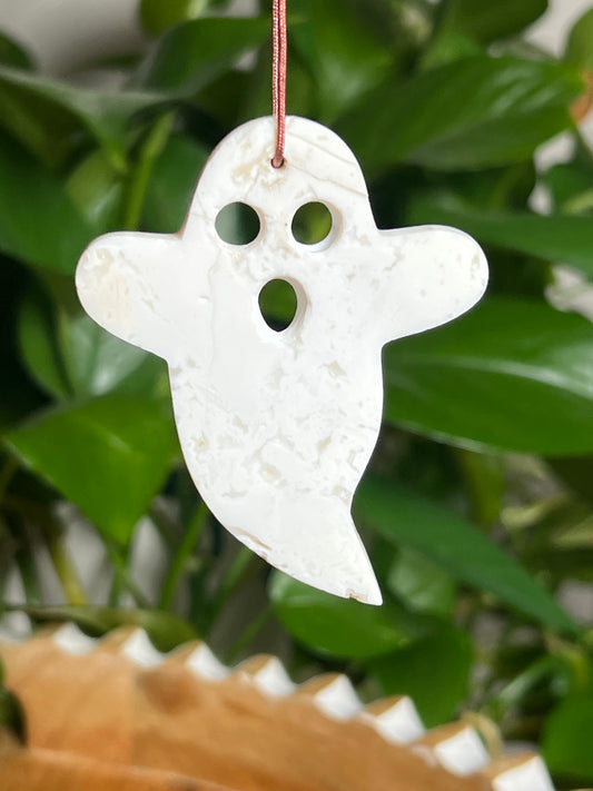 White Plume Agate Ornament Ghost: F