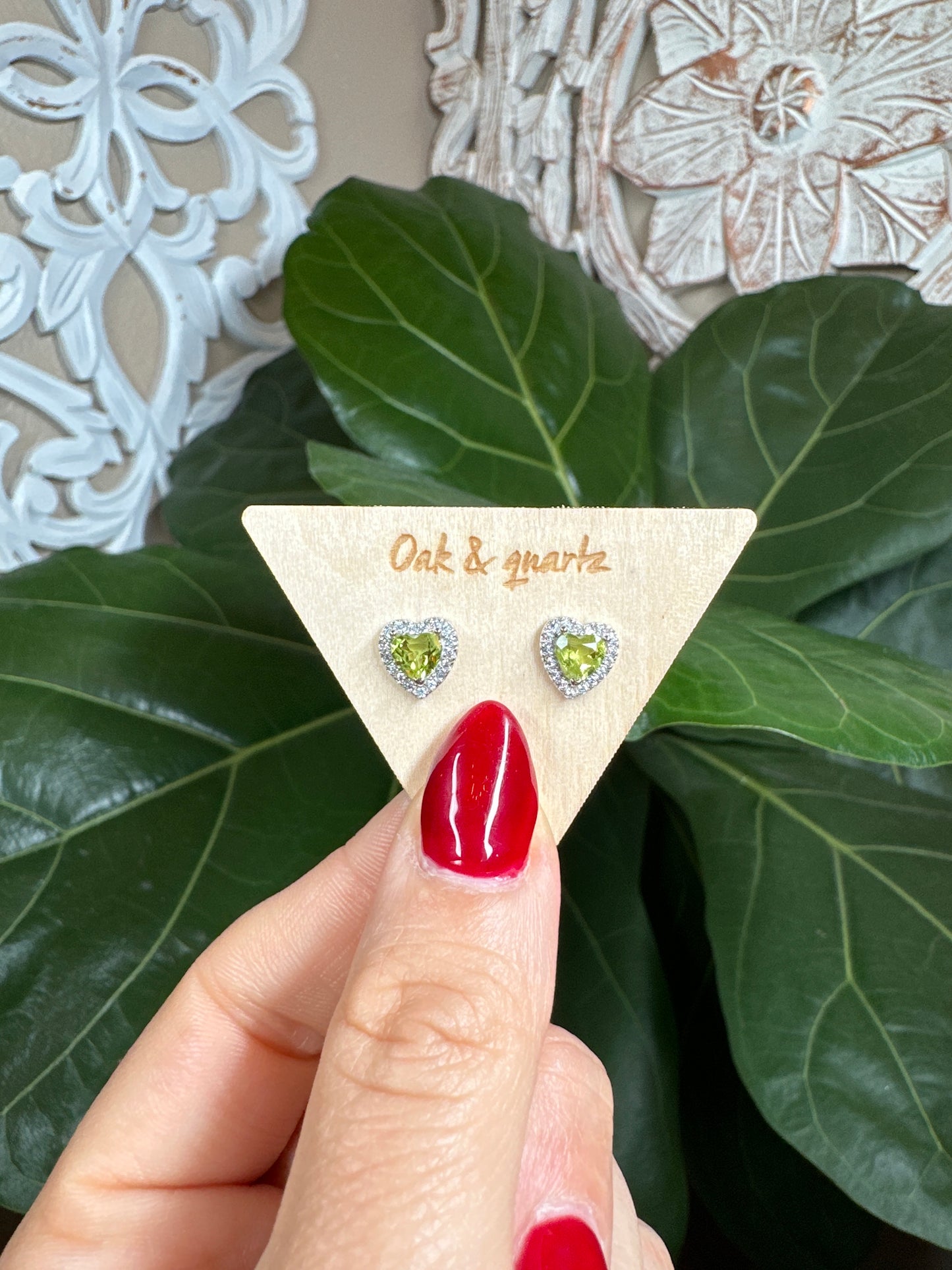 Peridot Heart Earrings