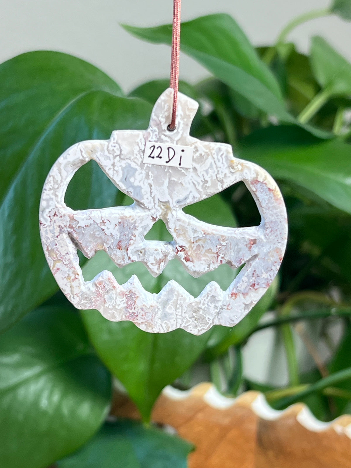 Sumatra Plume Agate Jack-O-Lantern Ornaments