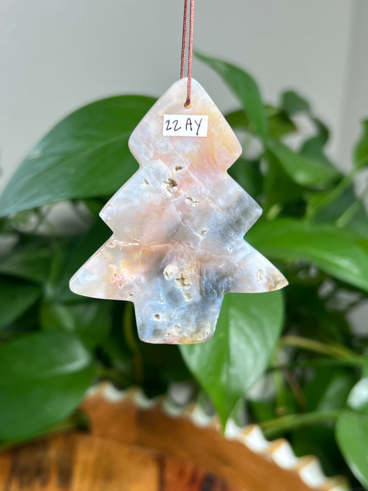 Rainbow Plume Agate Ornament Tree:  AY