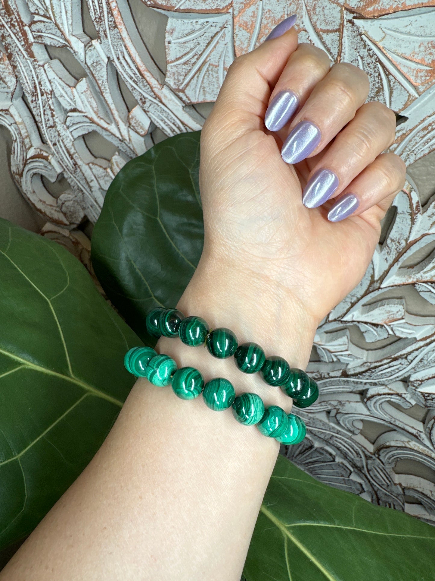 Malachite Beaded Bracelets (11mm)