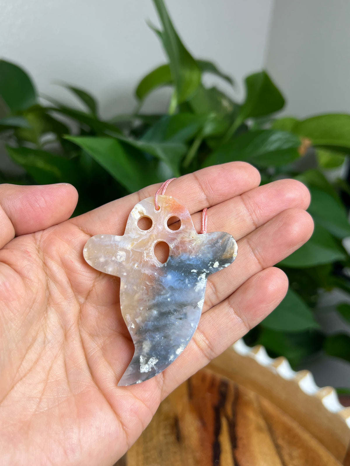 Rainbow Plume Agate Ornament Ghost: YA