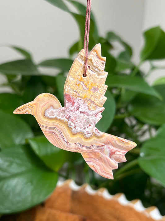 Crazy Lace Agate Ornament Hummingbird: B