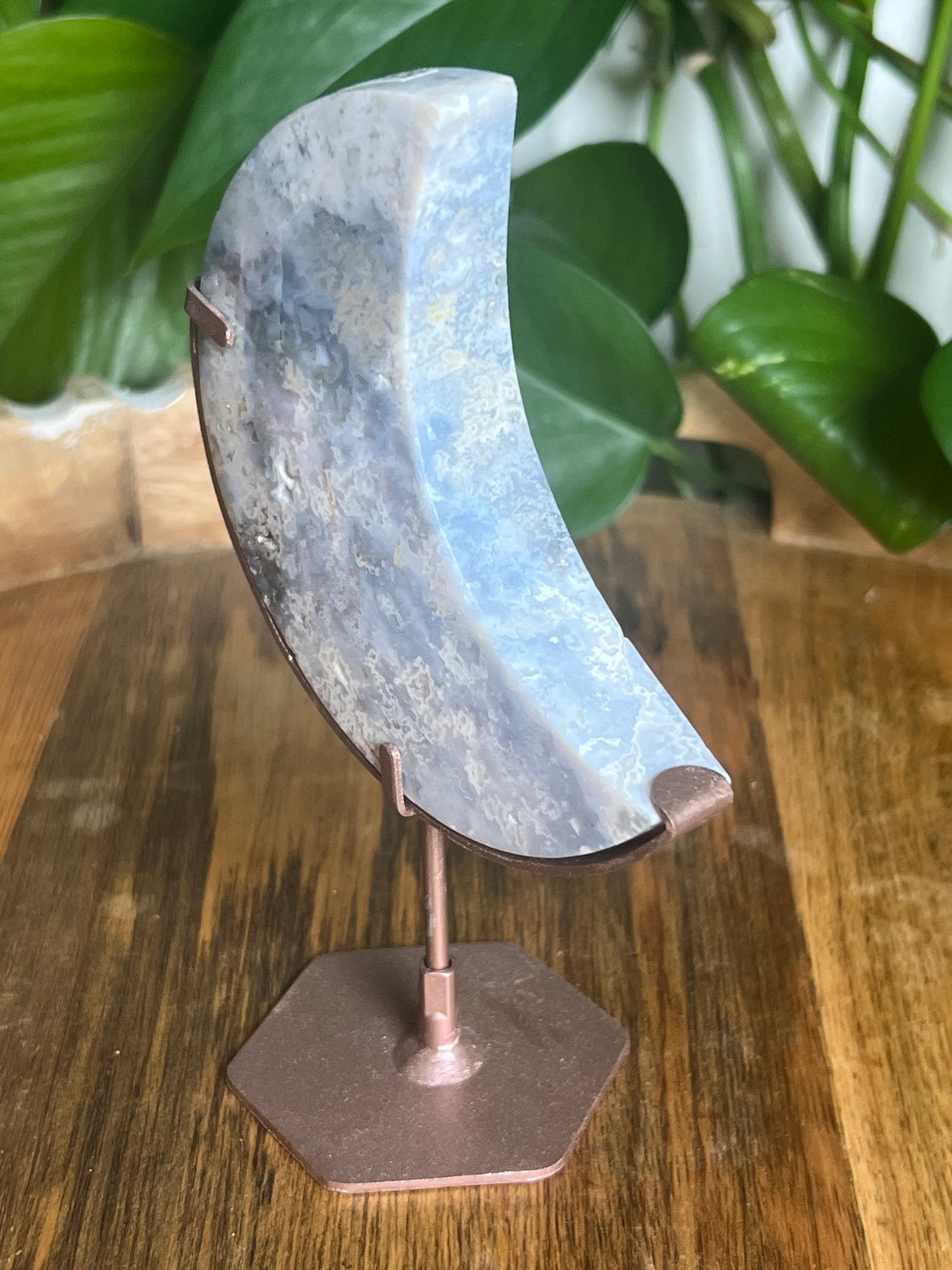 Blue Plume Agate Moon KQ