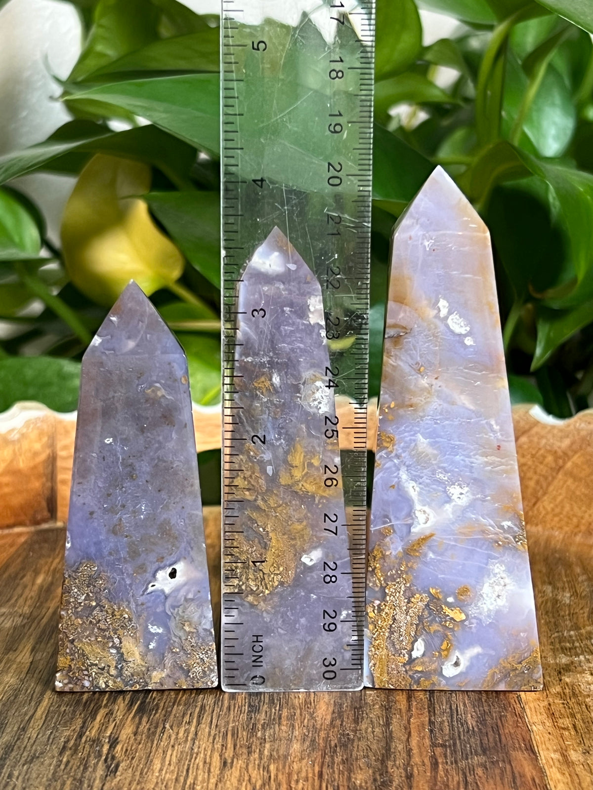 Purple Chalcedony In Gold Towers