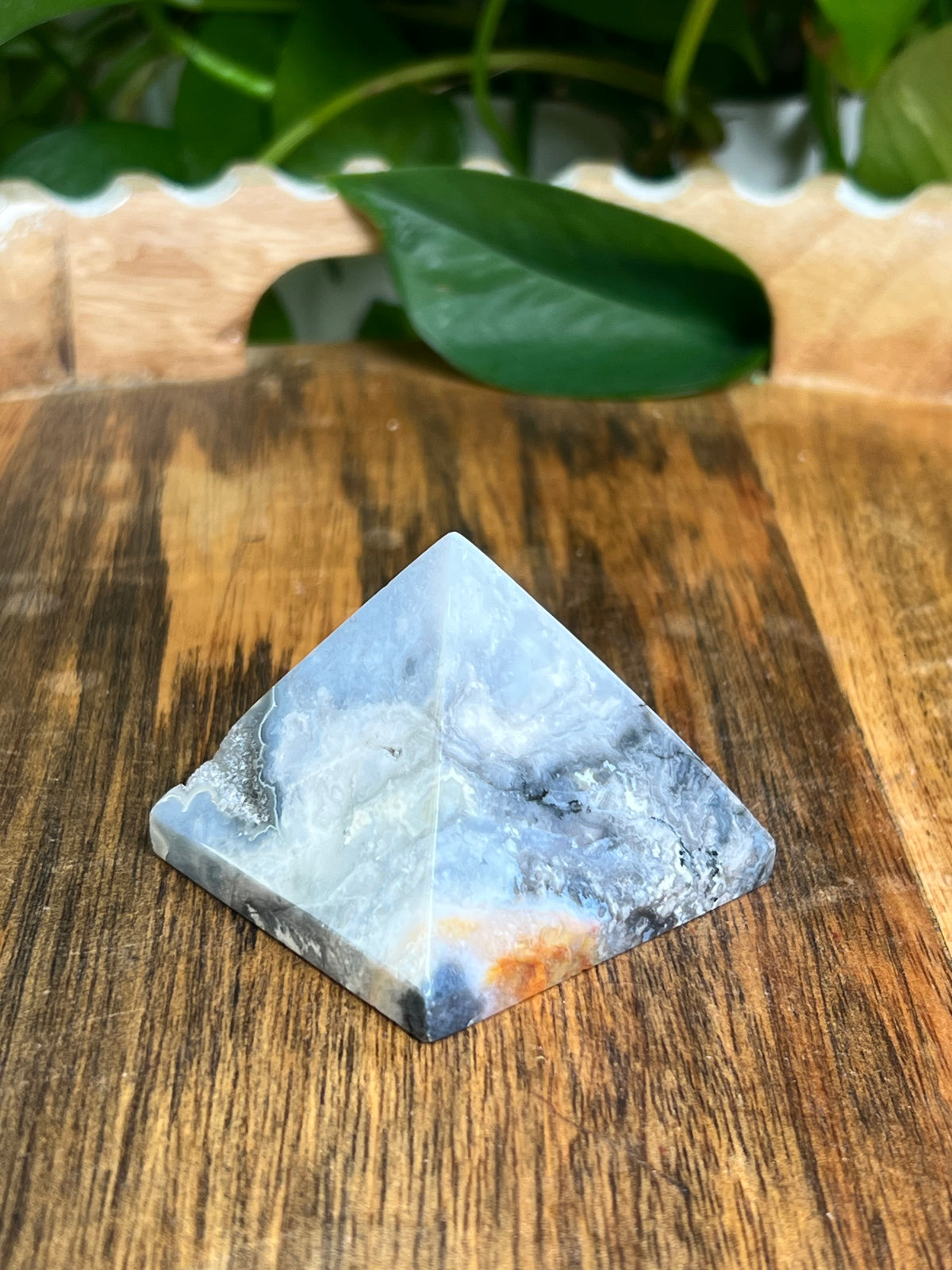 Blue Plume Agate Pyramid: PA