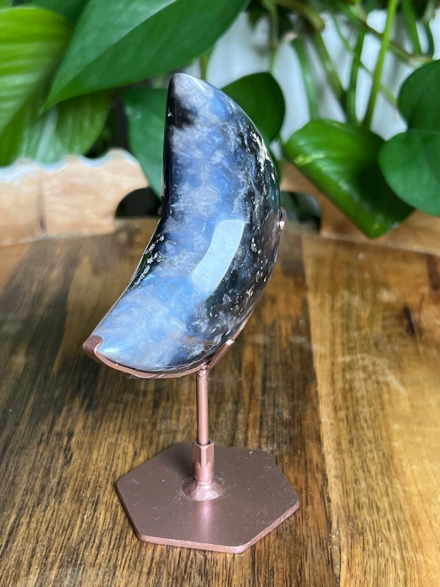 Blue Plume Agate Moon A