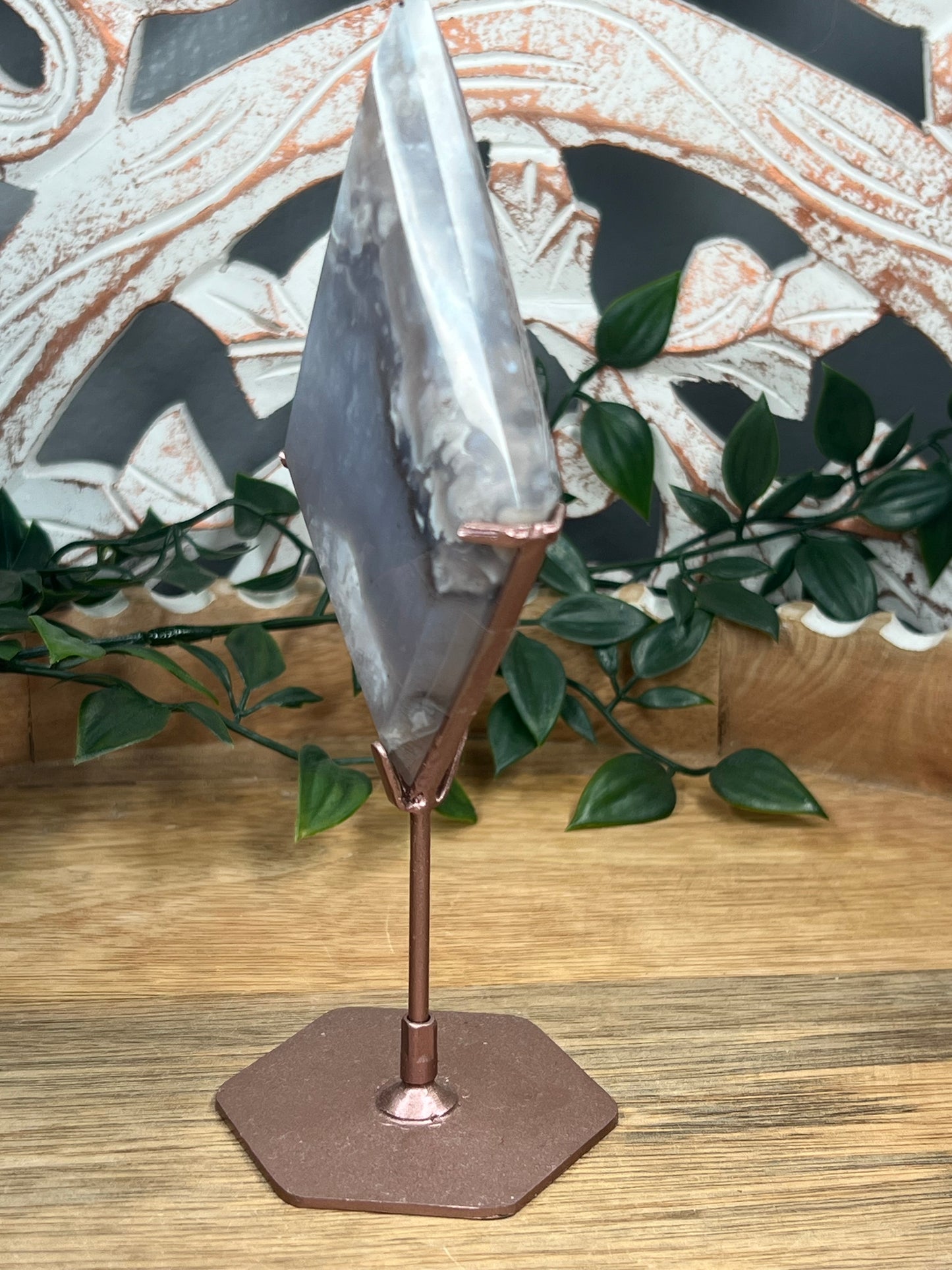 Blue Grey Lace Agate Diamond