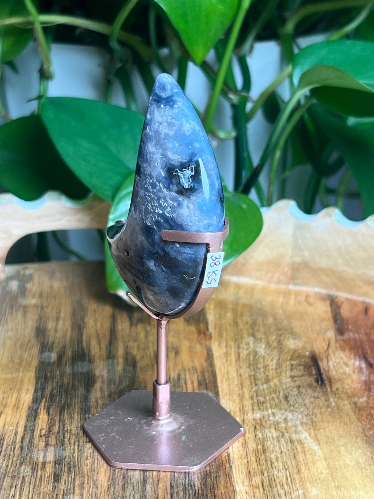 Blue Plume Agate Mini Puffy Moon: KA