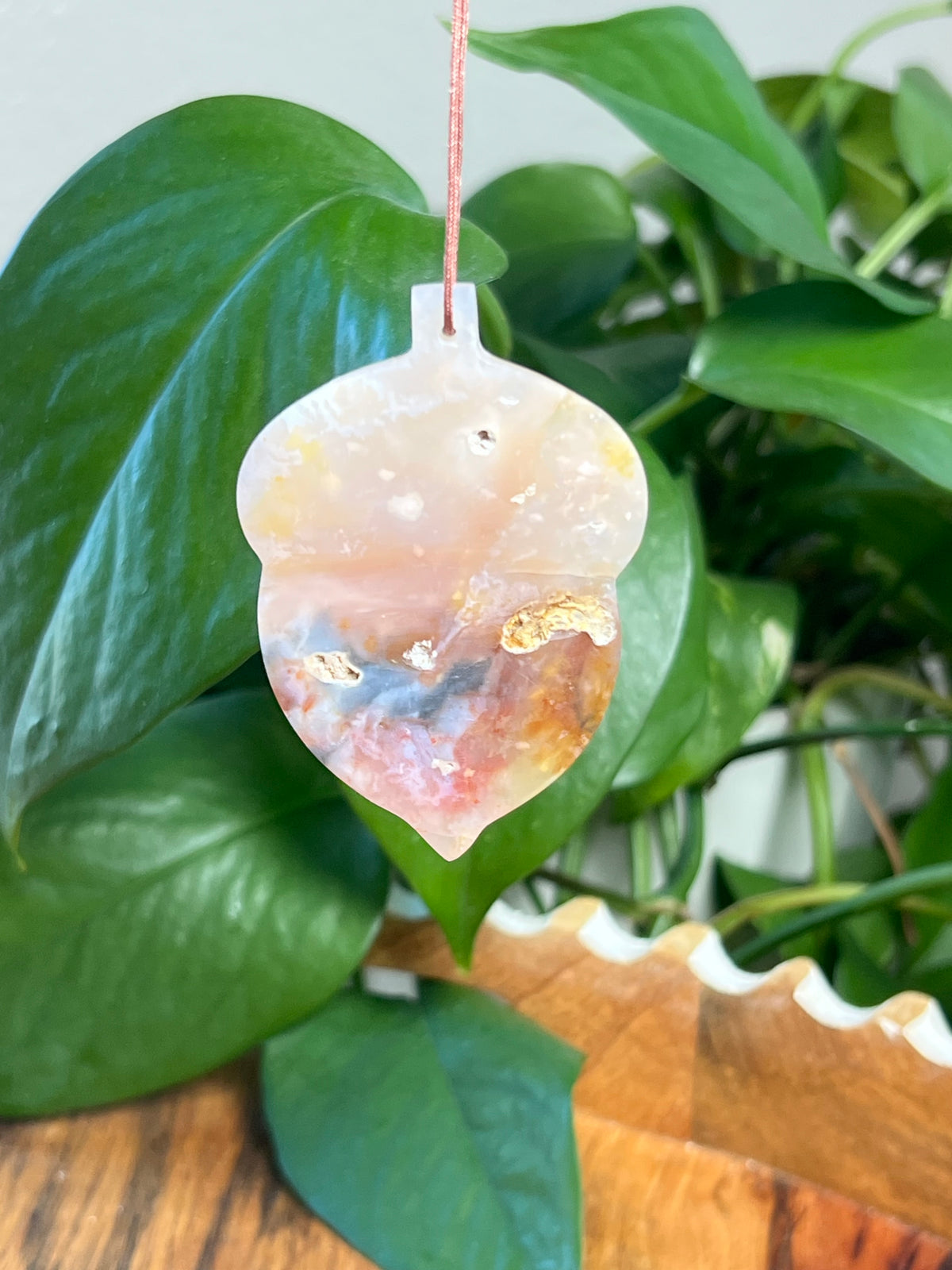 Rainbow Plume Agate Acorn Ornaments