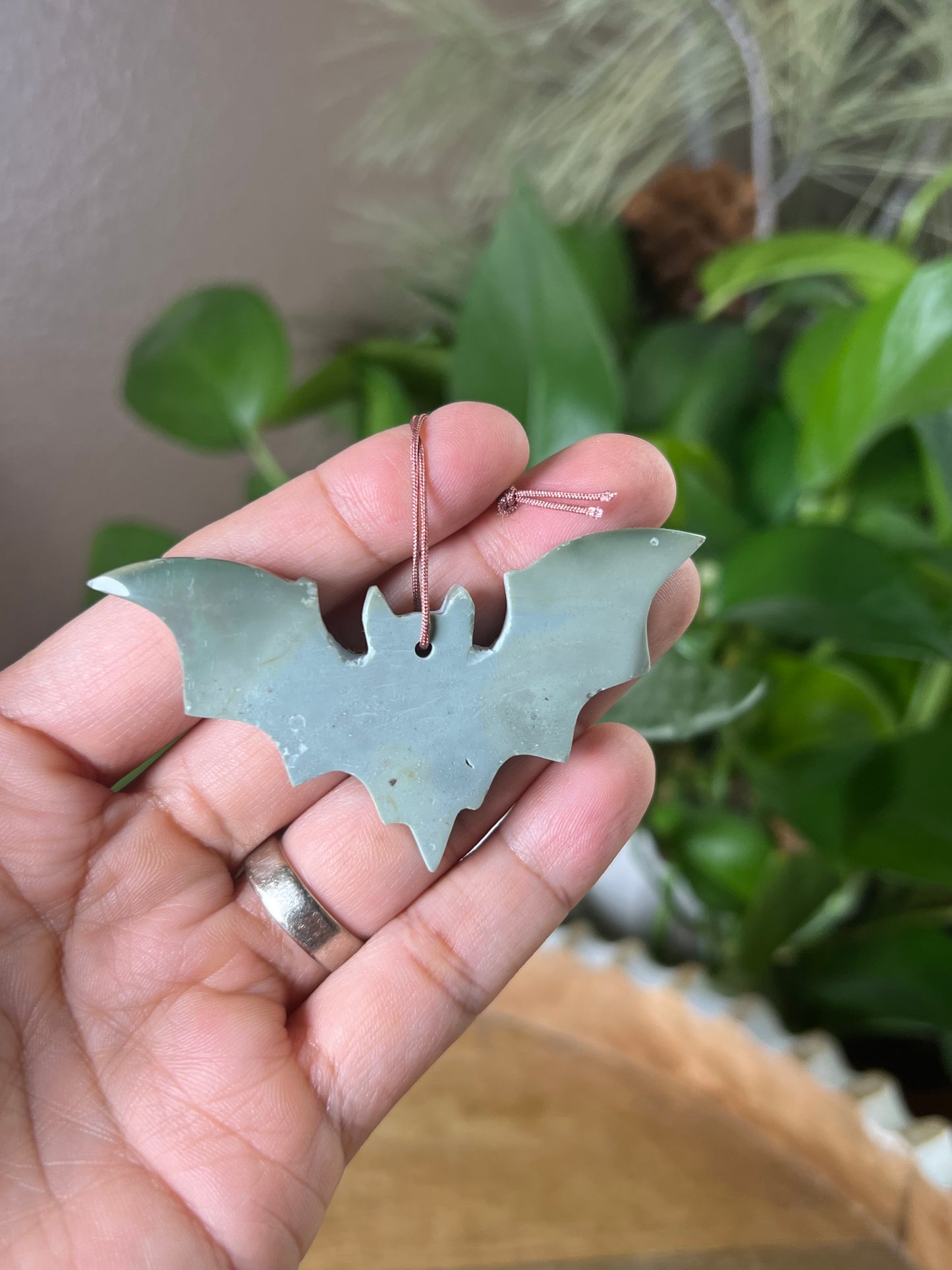 Blue Green Jasper Bat Ornament