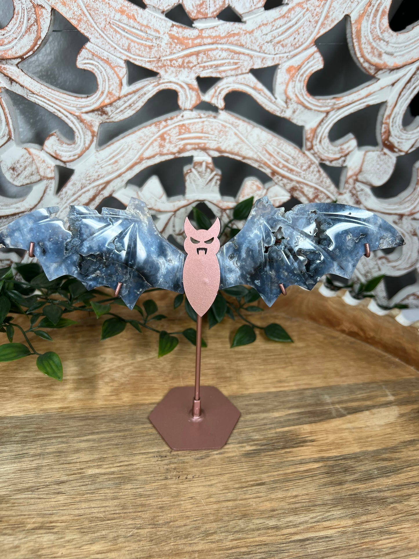 Blue Plume Agate Bat Wings