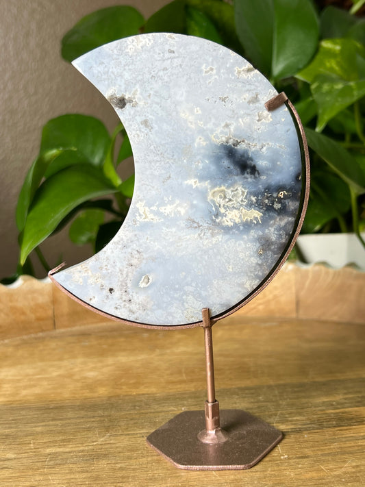 Blue Plume Agate Moon