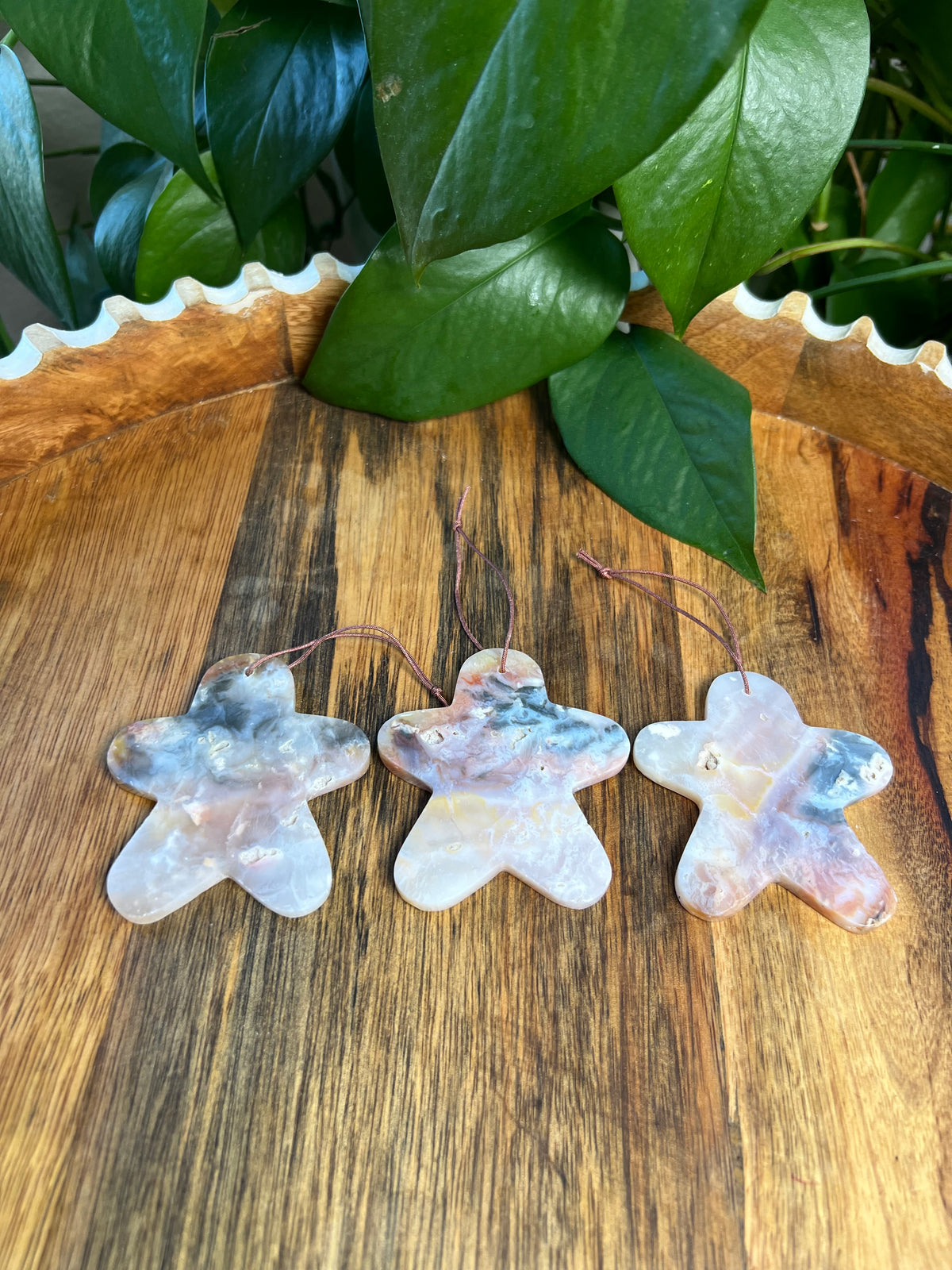 Rainbow Plume Agate Gingerbread Ornaments