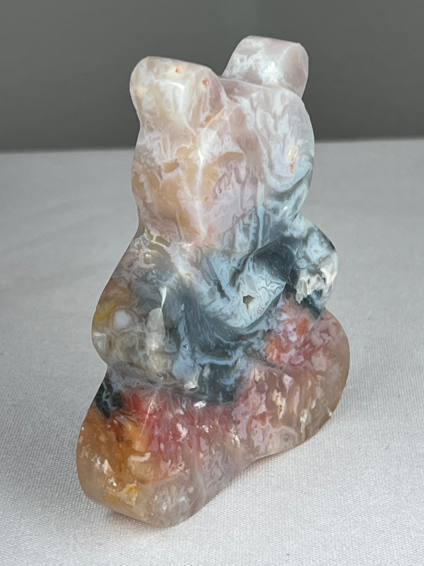 Rainbow Plume Agate Bear