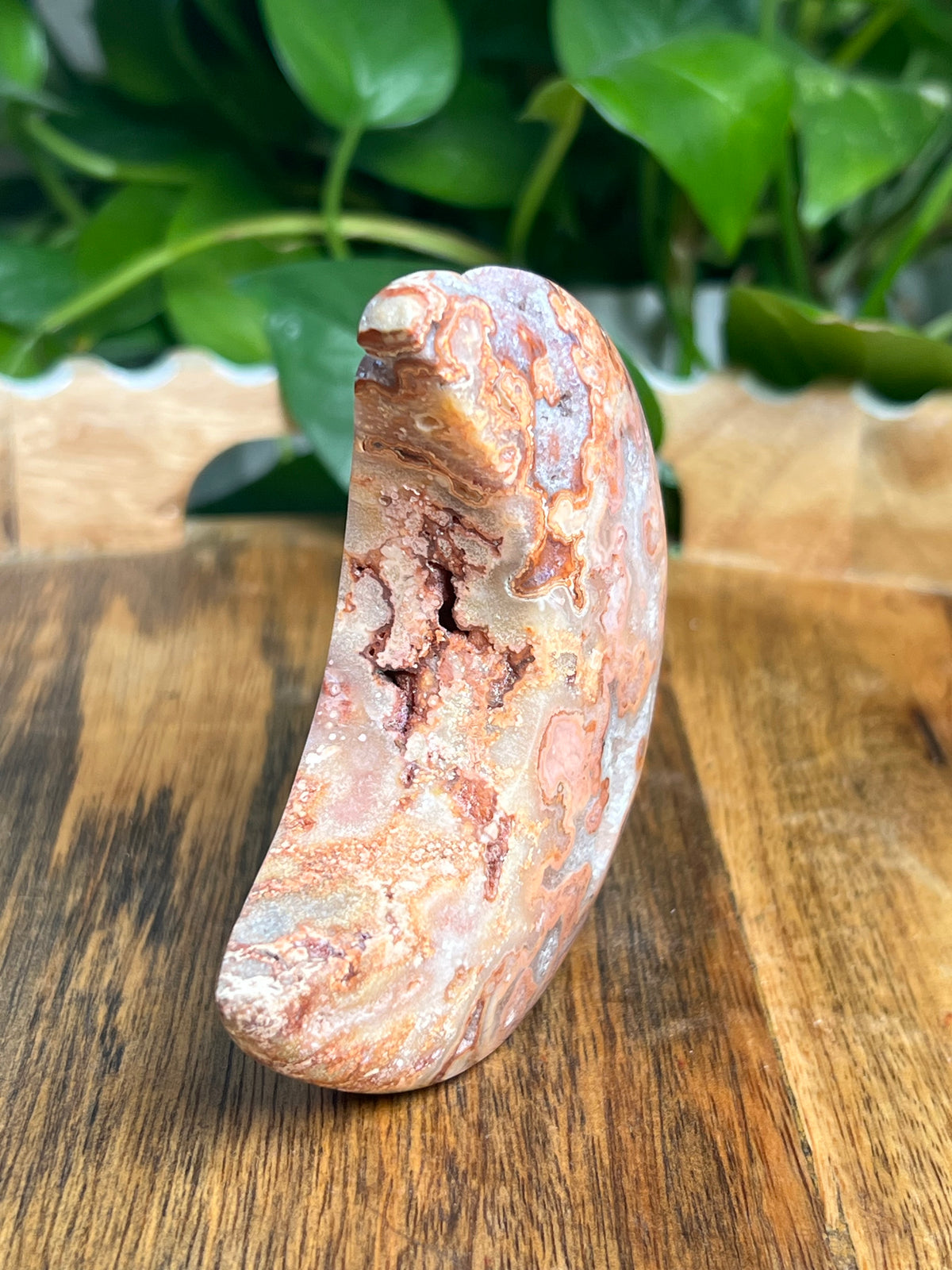 Crazy Lace Agate Self Standing Moon: MB