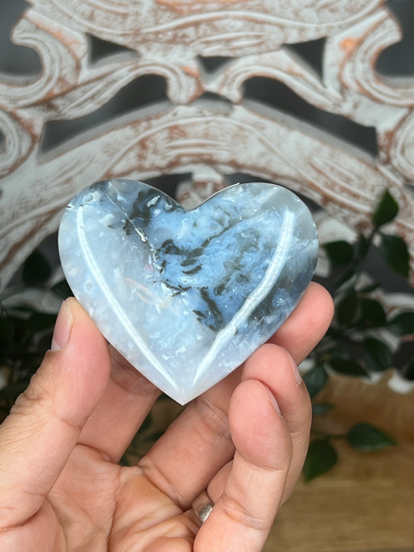 Rainbow Plume Agate Heart