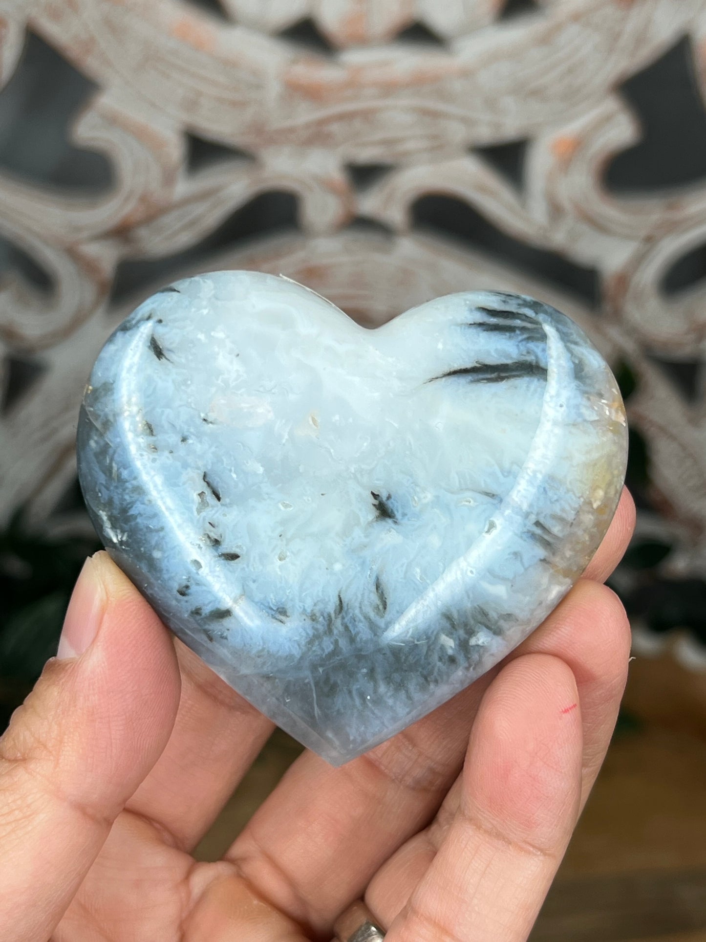 Rainbow Plume Agate Heart