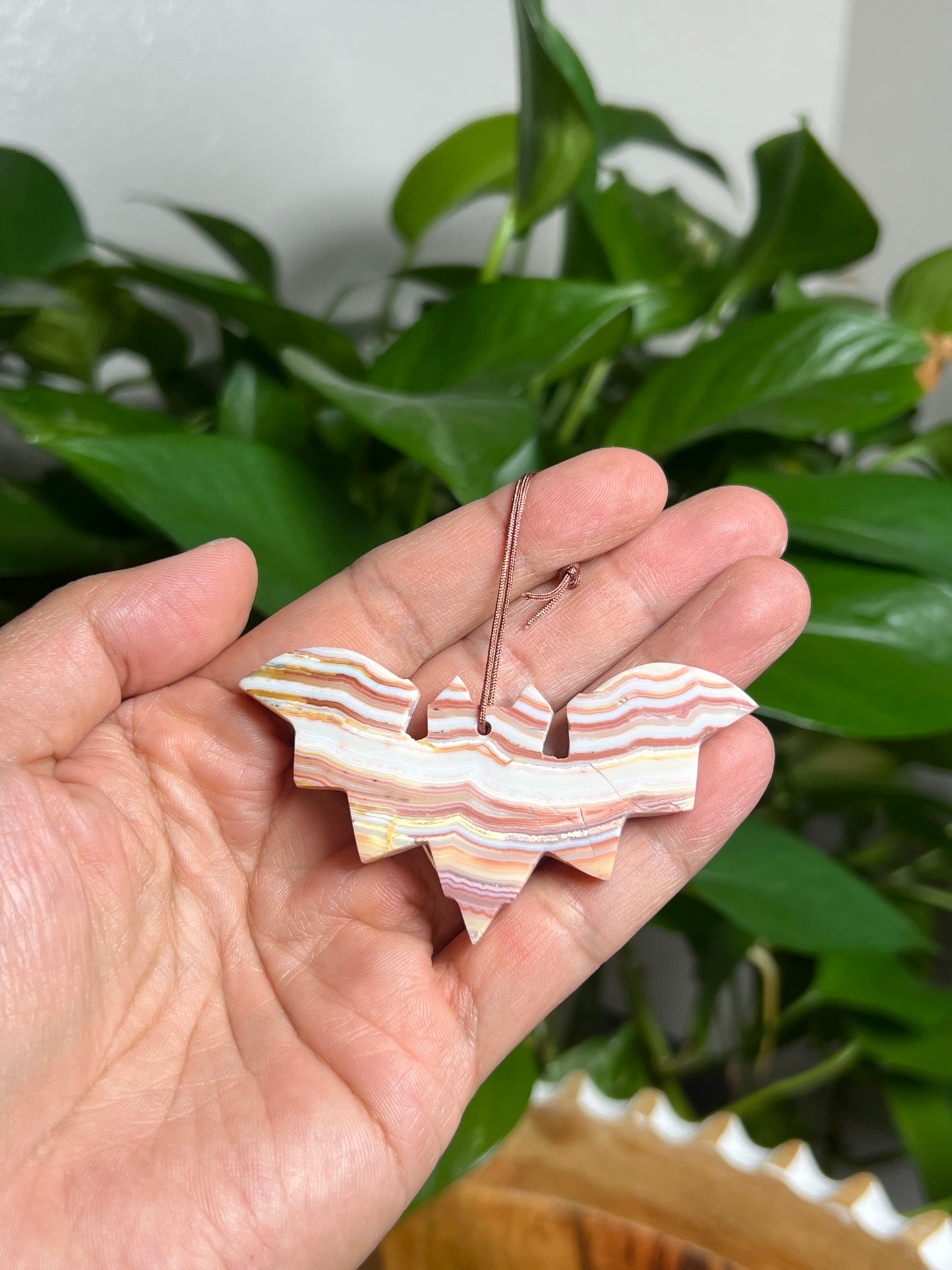 Crazy Lace Agate Ornament Bat: U