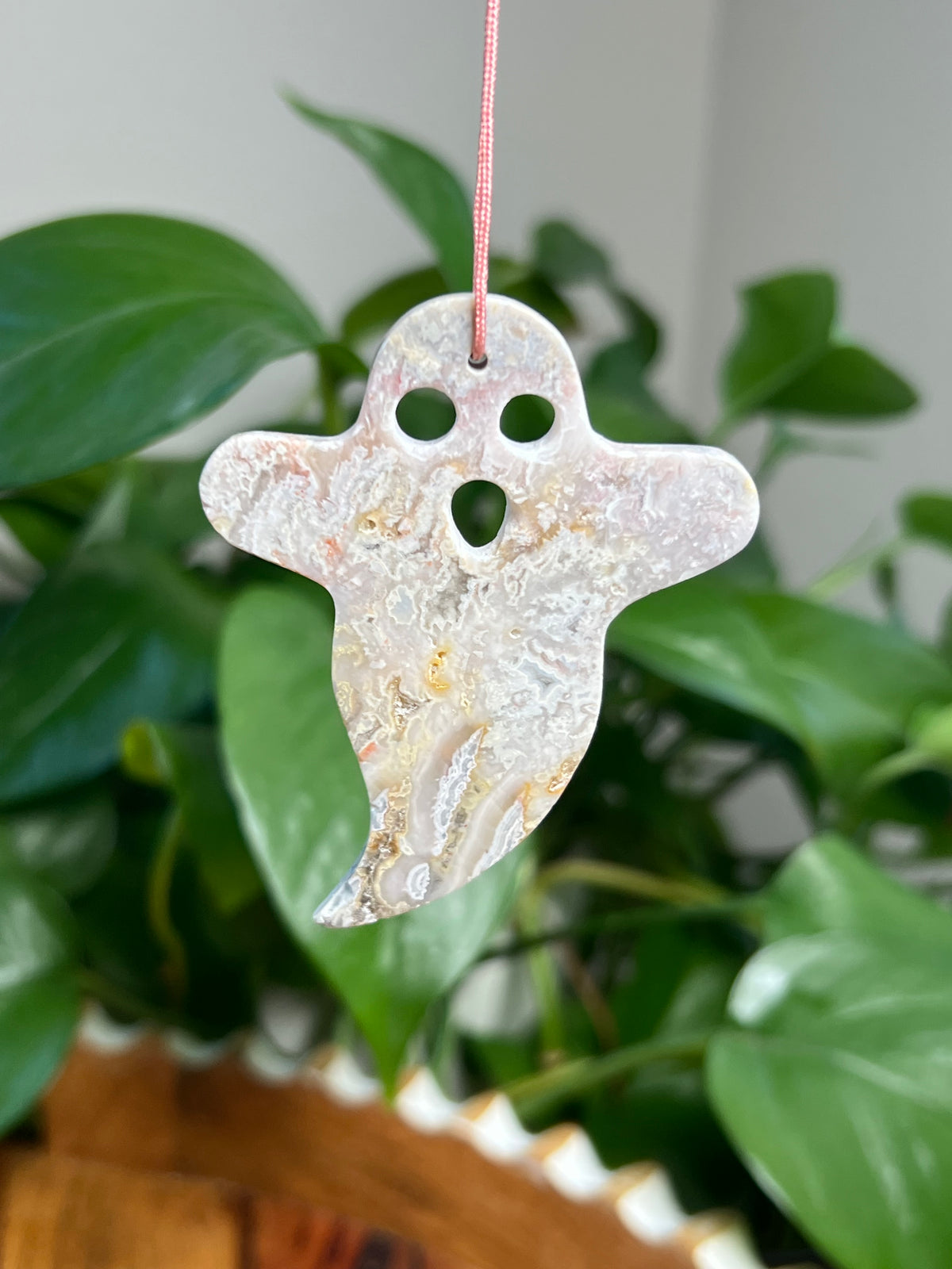 Sumatra Plume Agate Ornament Ghost: F