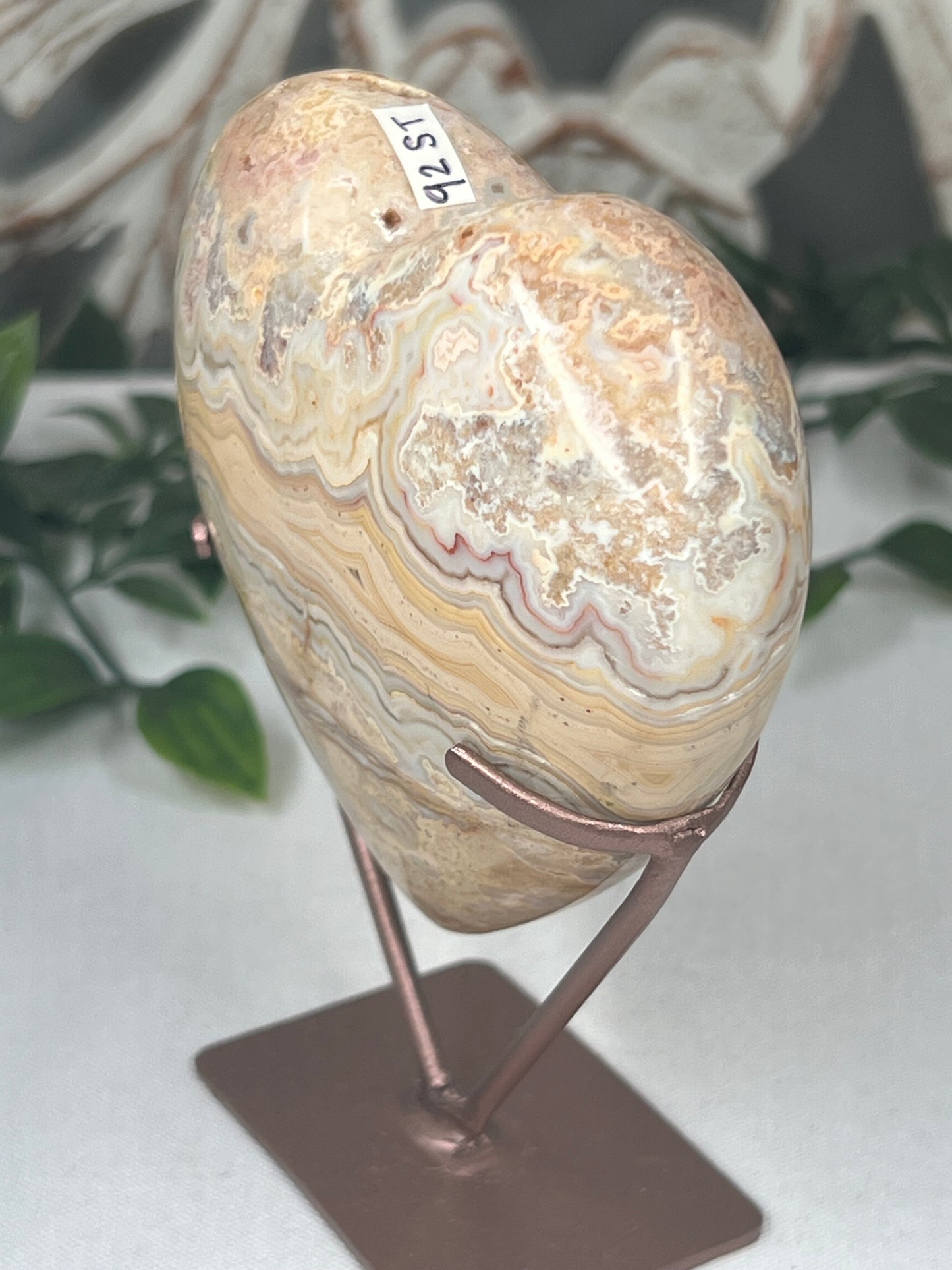 Yellow Crazy Lace Agate Heart