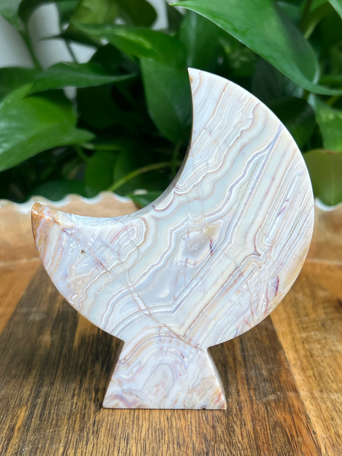 Crazy Lace Agate Self Standing Moon: KD