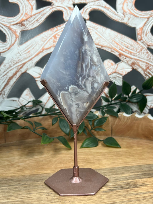 Blue Grey Lace Agate Diamond