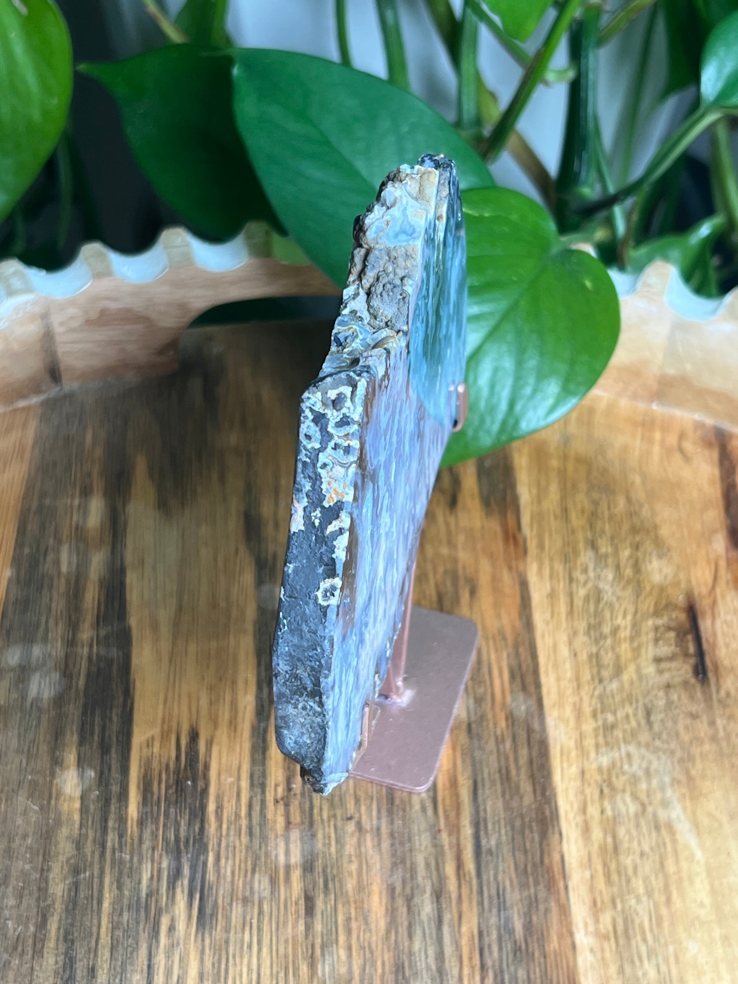 Blue Plume Agate Slab: AE