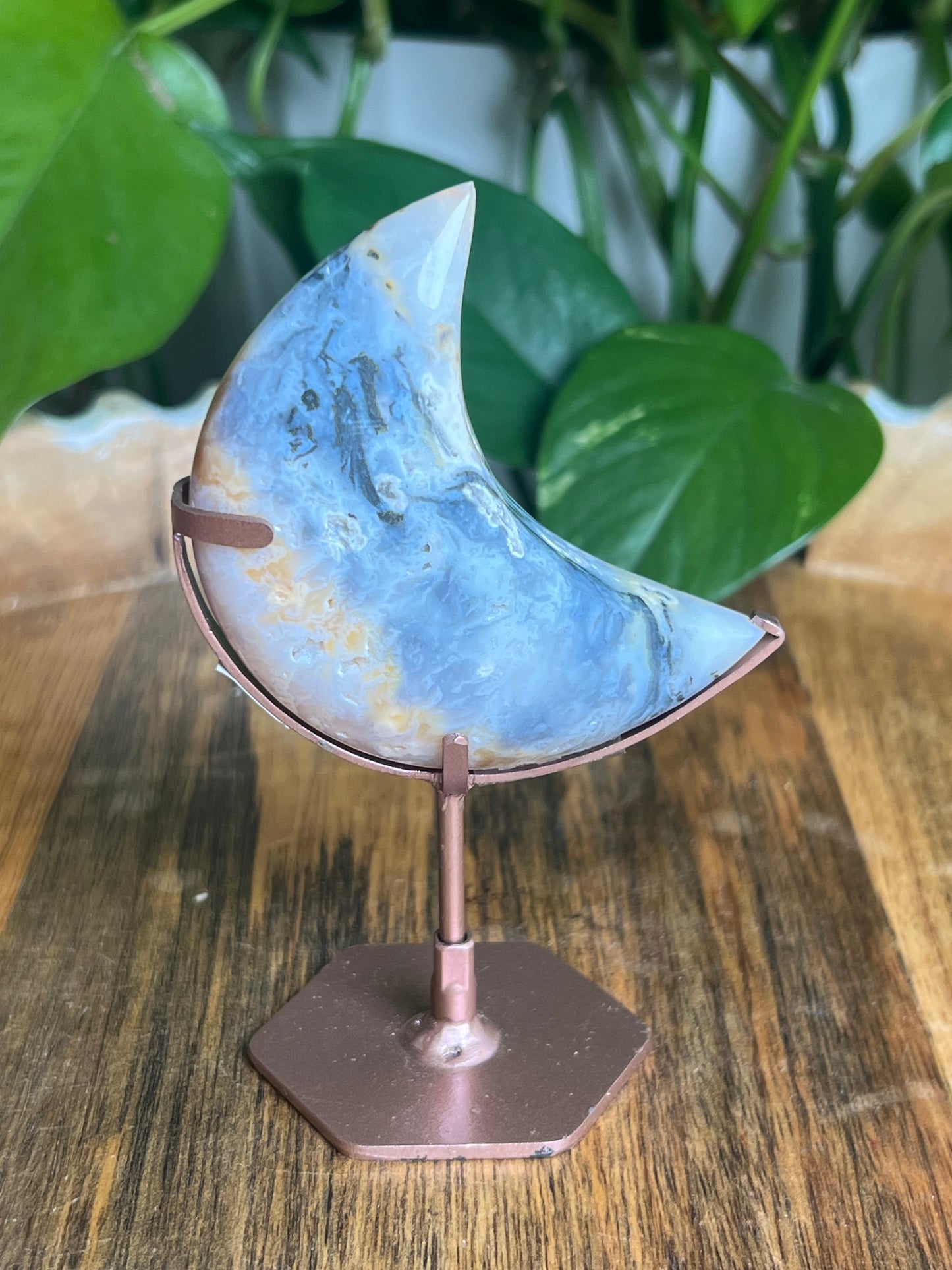 Rainbow Plume Agate Moon: RB