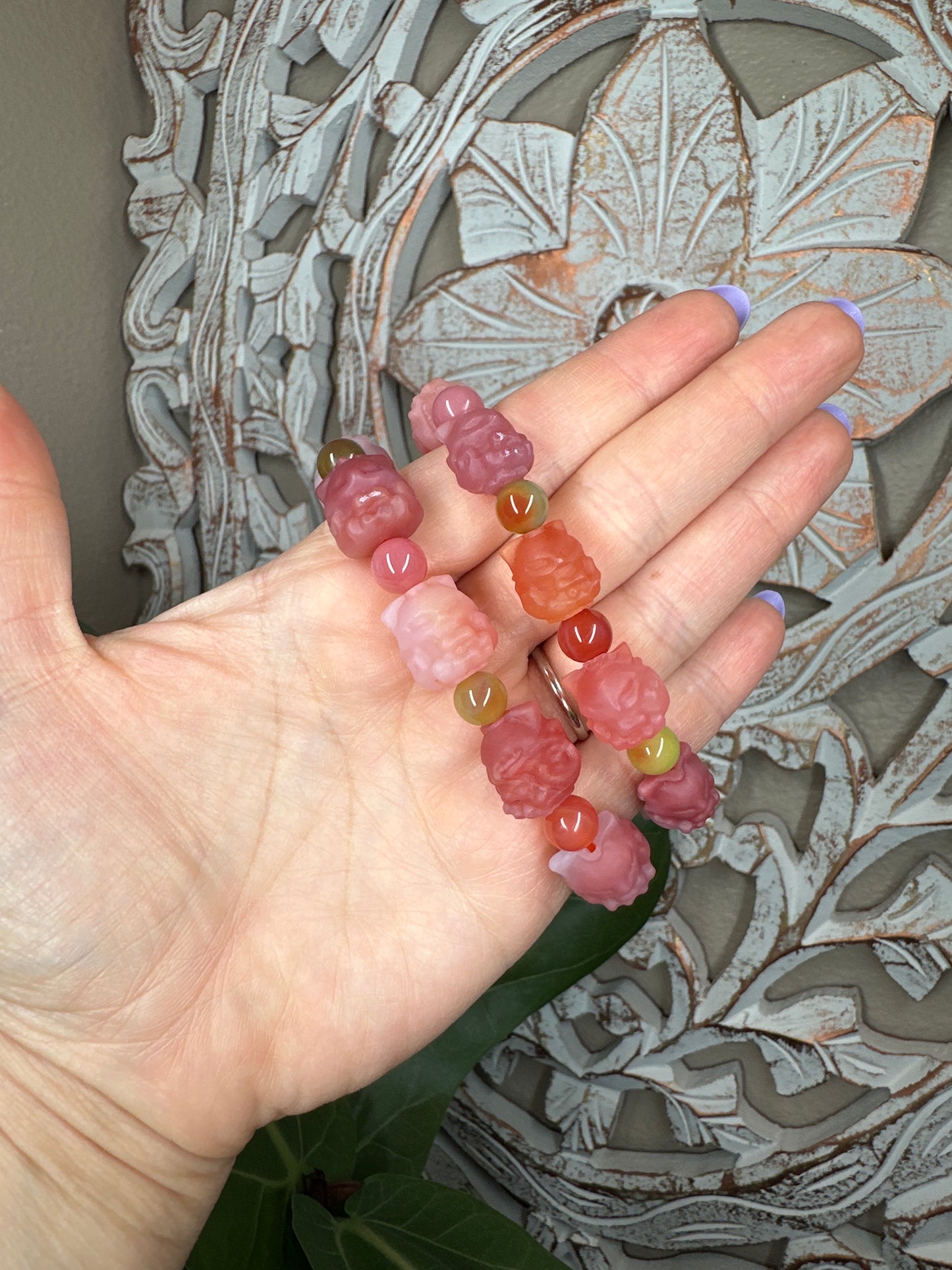 Kitsune/ 9 Tailed Fox Yanyuan Agate Beaded Bracelet