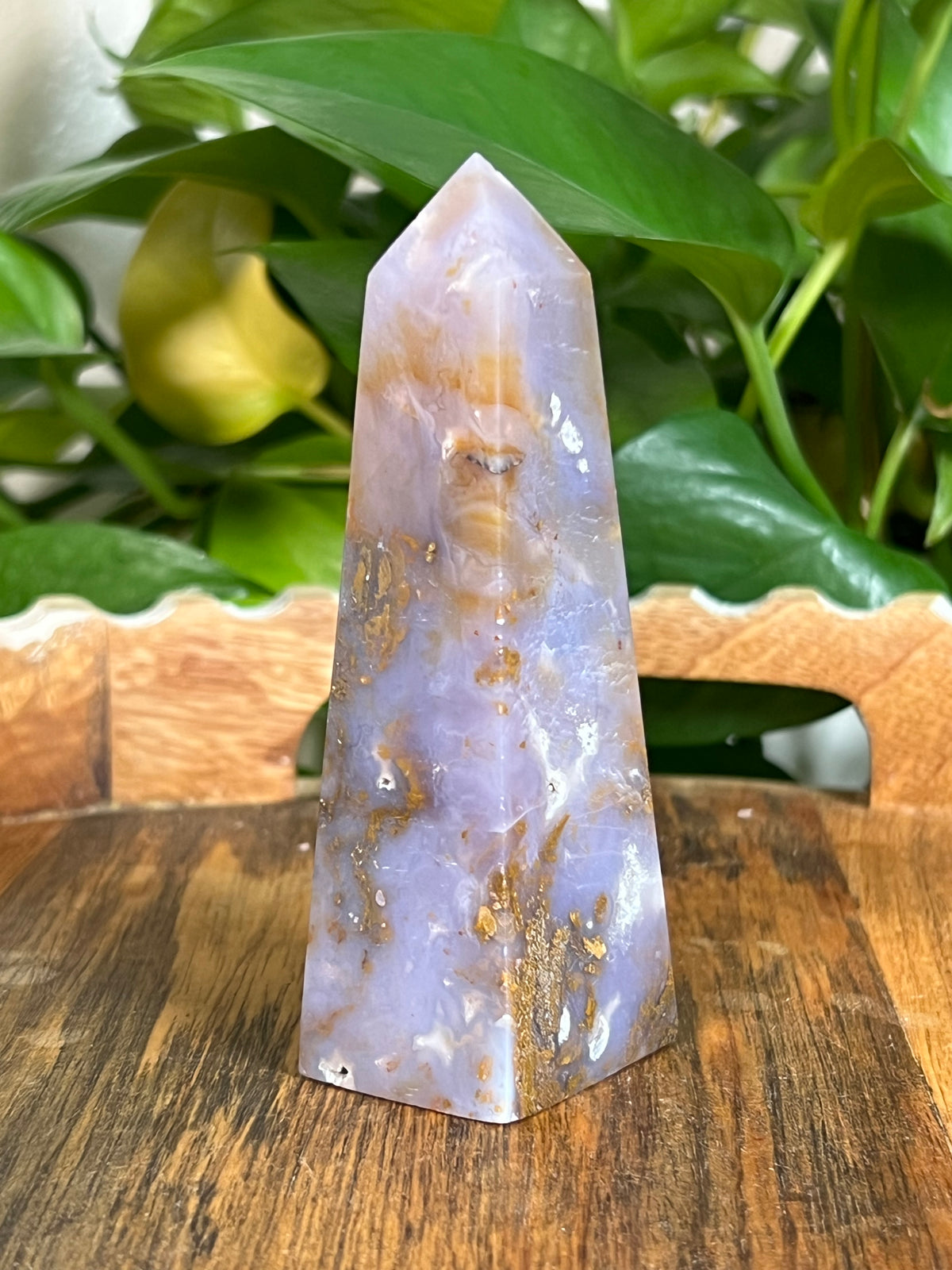 Purple Chalcedony In Gold Towers