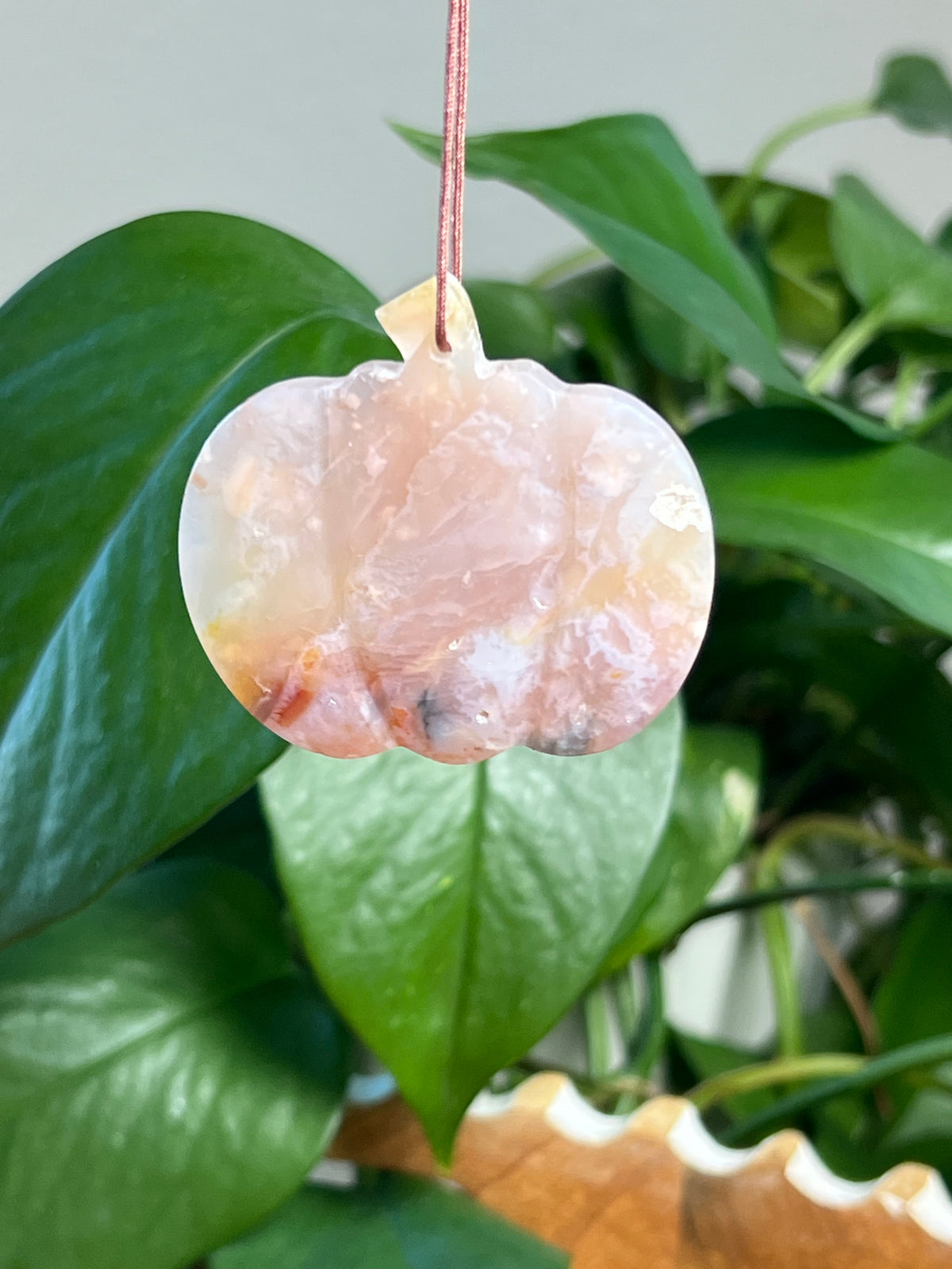 Rainbow Plume Agate Pumpkin Ornaments