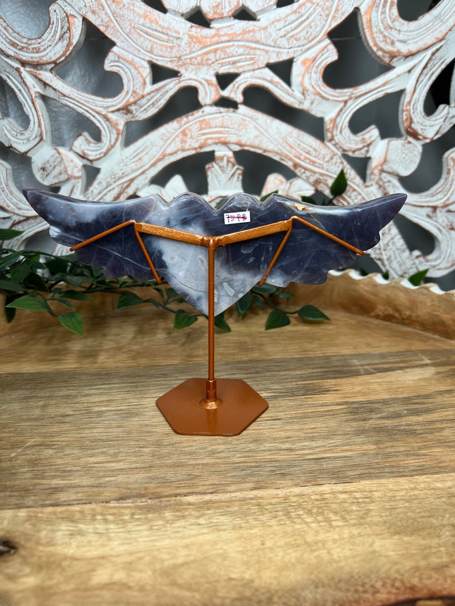 Purple Chalcedony Heart Wings