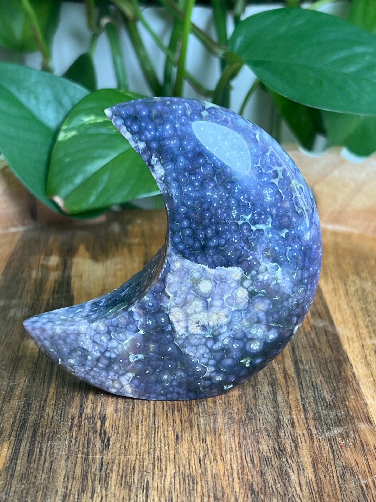 Grape Agate Self-Standing Moon: GE
