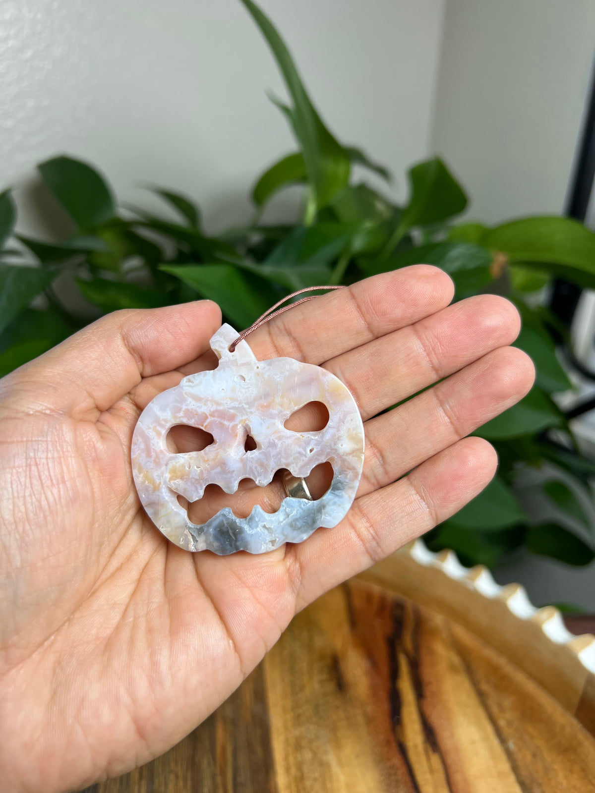 Rainbow Plume Agate Ornament Pumpkin: AF