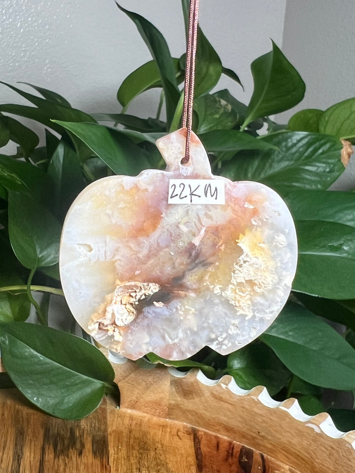 Rainbow Plume Agate Ornament Pumpkin: KM