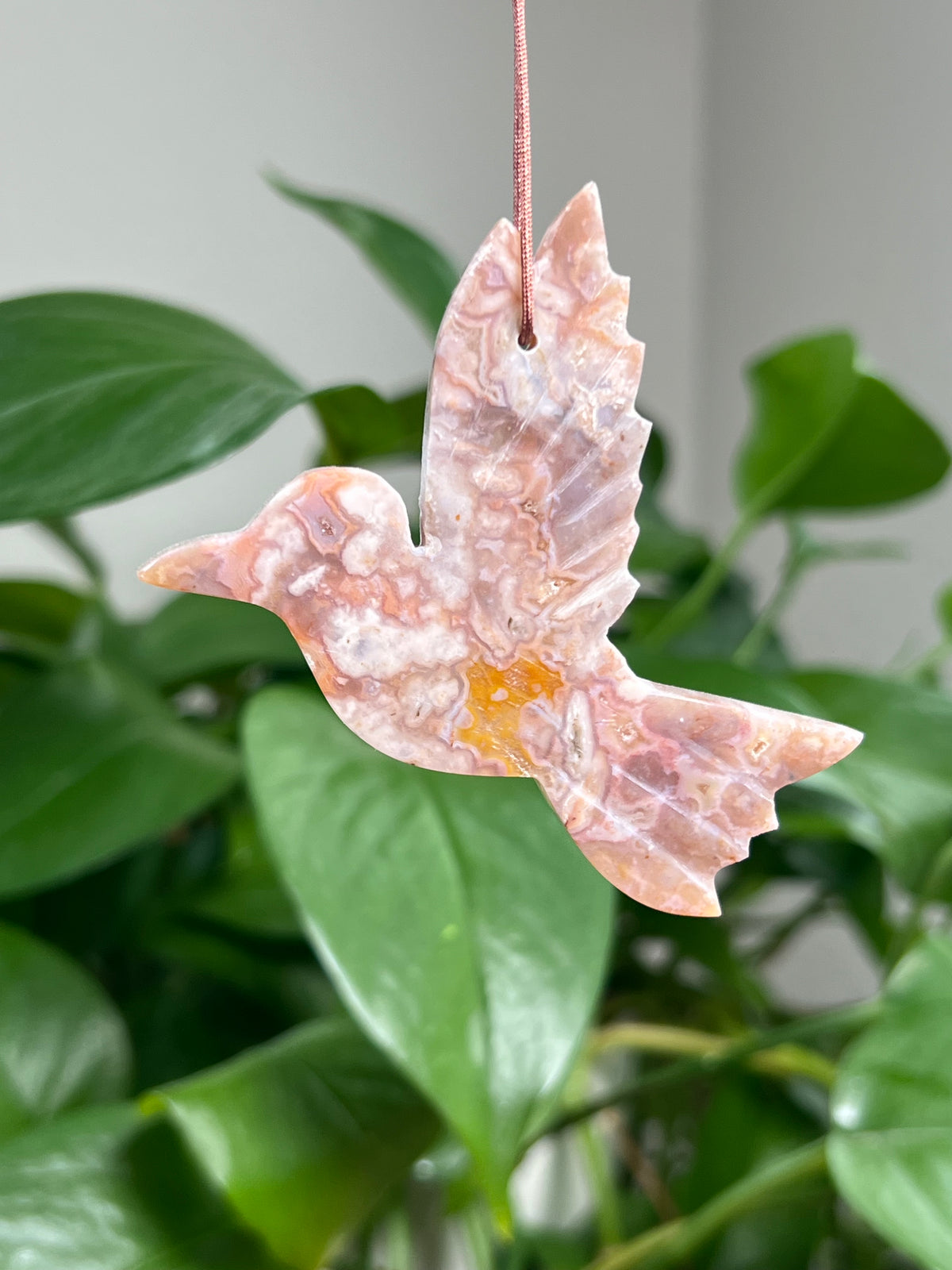 Sumatra Plume Agate Ornament Hummingbird: PE