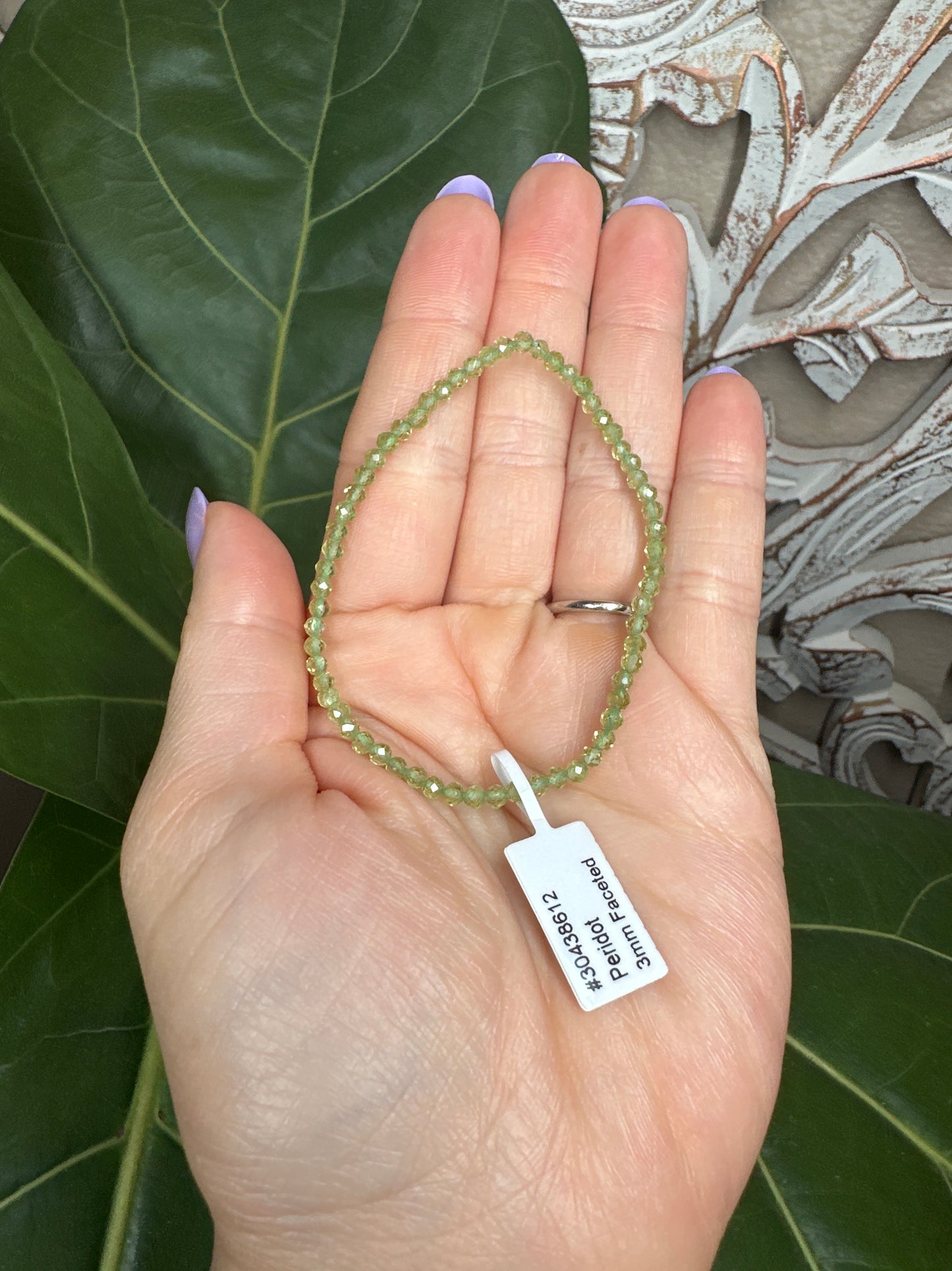 Faceted Peridot Beaded Bracelet (3mm)