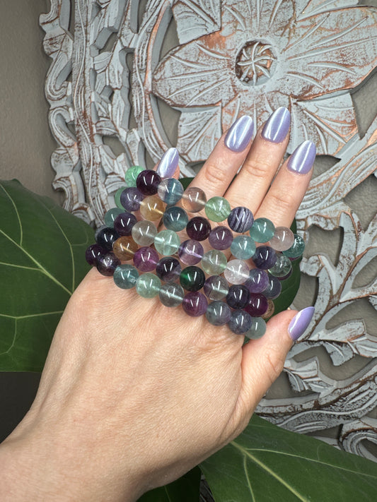 Rainbow Fluorite Beaded Bracelet (10mm)