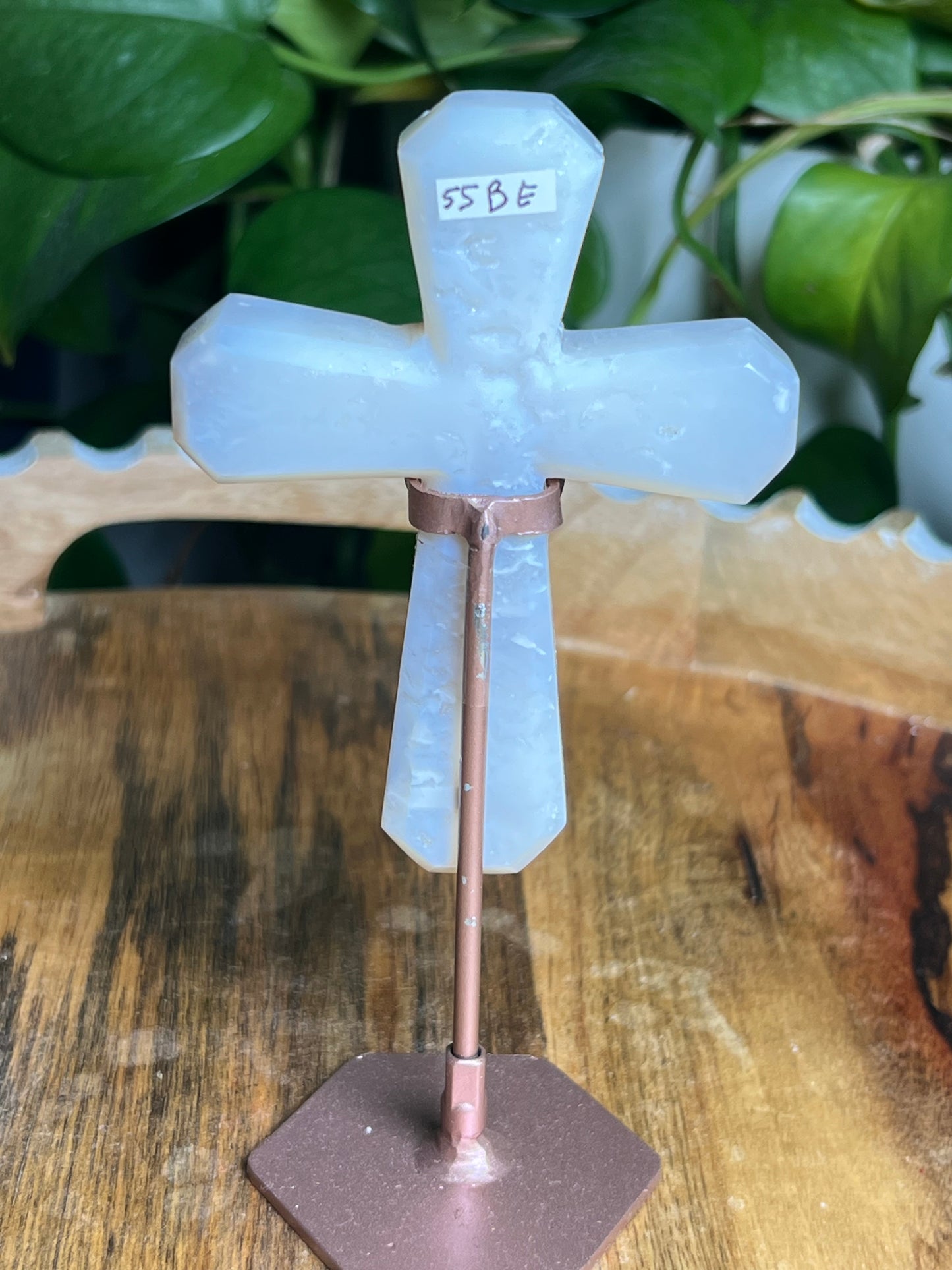 White Plume Agate Cross